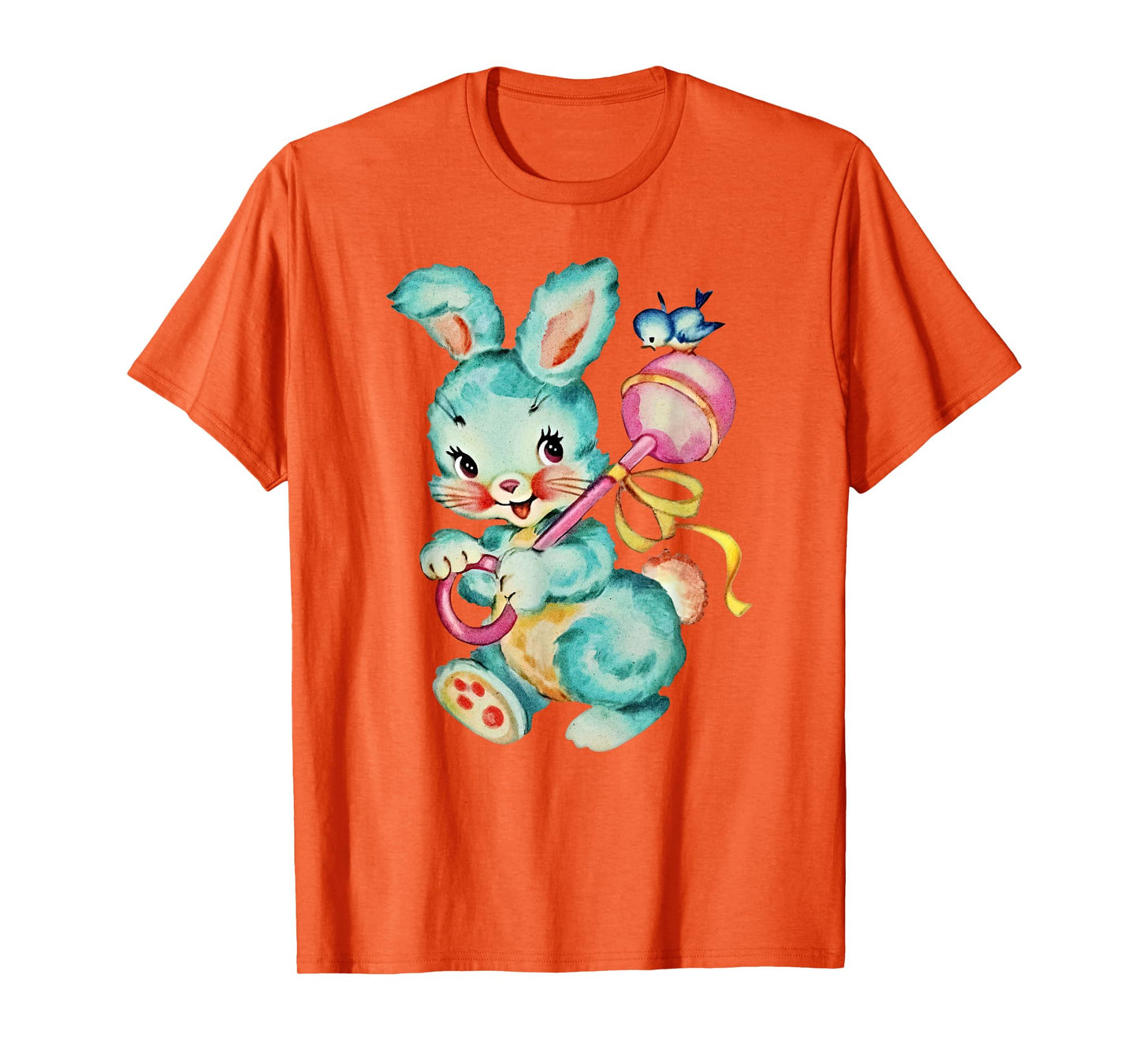 Vintage Easter Cute Bunnny And Bird Spring Retro Vintage T-Shirt