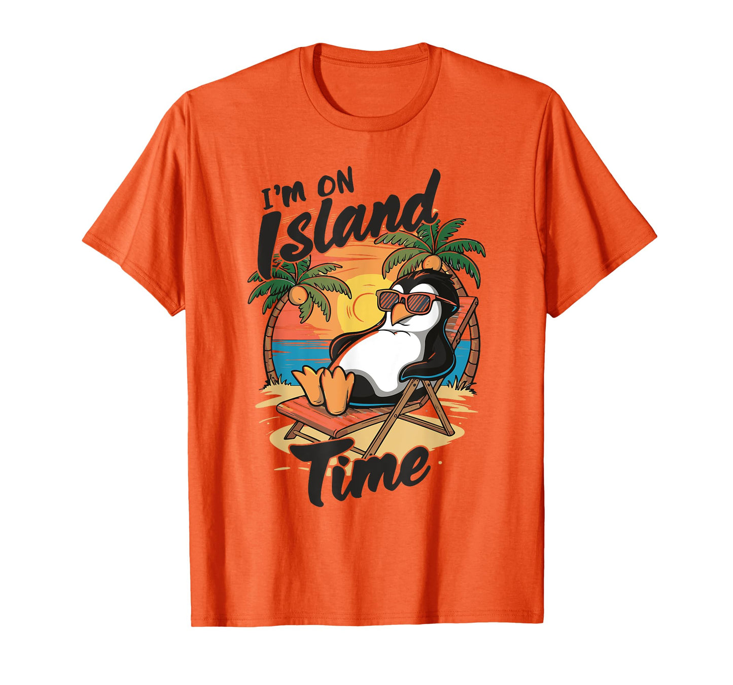 Island vacation Tropical Travel Relax time Penguin Design T-Shirt