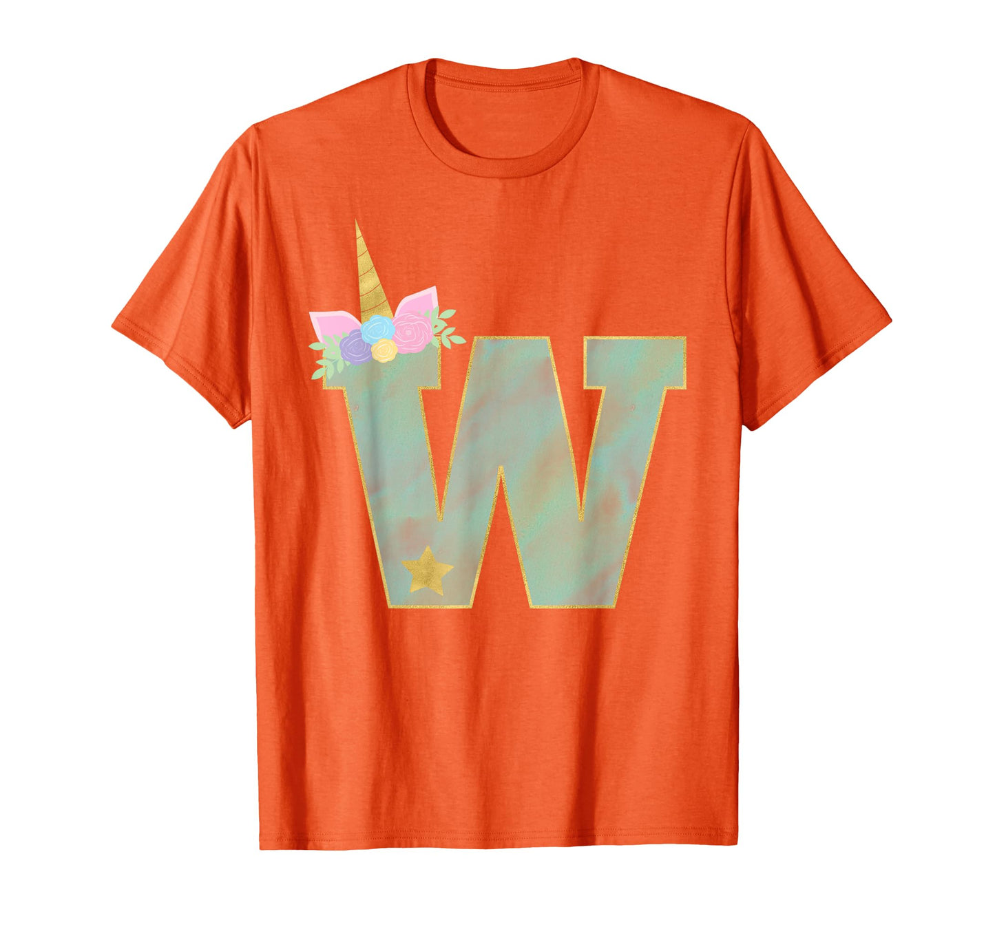 Initial Letter W Unicorn Monogram for Girls Unicorn Birthday T-Shirt