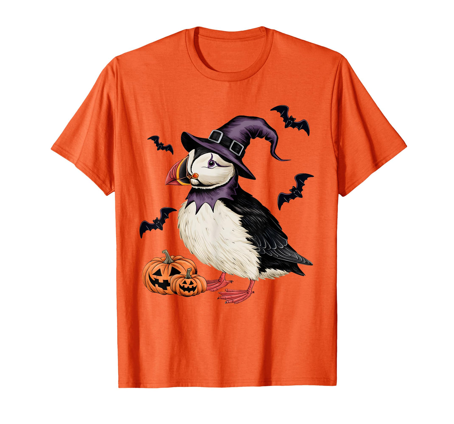 Puffin Bird Halloween Costume Scary Pumpkin Bat Witch T-Shirt