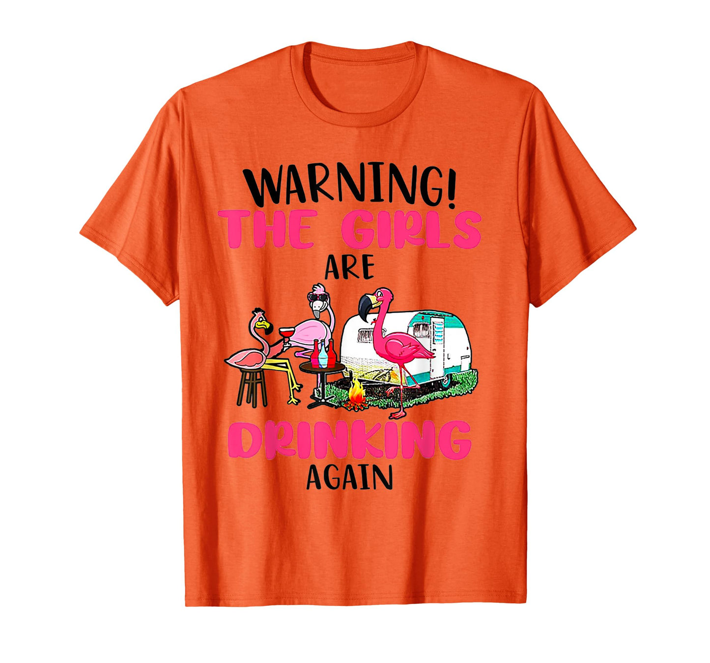 Warning The Girls Are Drinking Again Flamingo T-Shirt