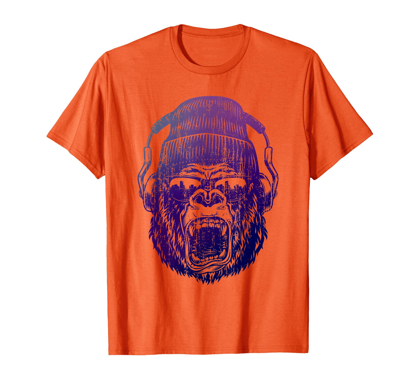 funky Monkey Chimp With Sunglasses And Headphones Funny T-Shirt
