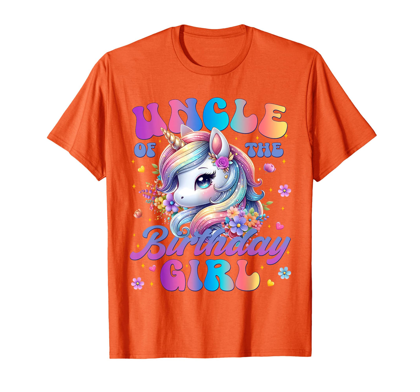 Uncle Of The Birthday Girl Unicorn Flower Family Matching T-Shirt