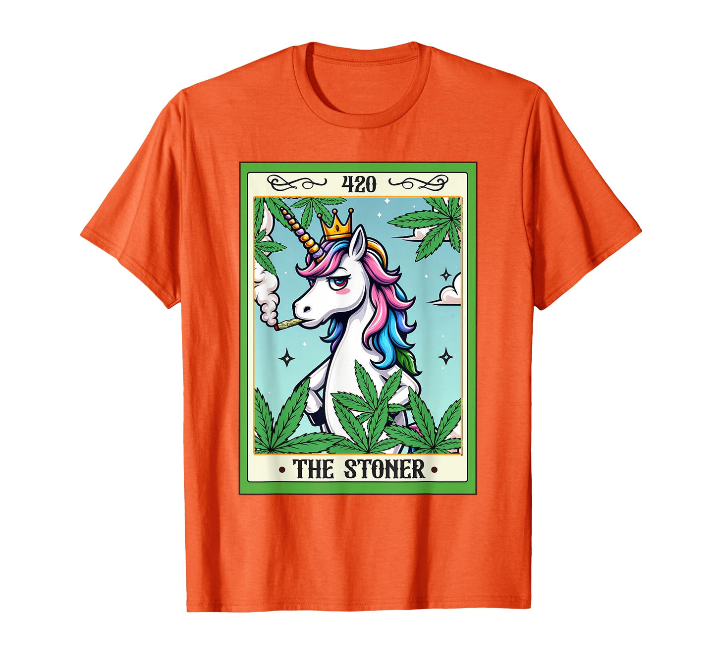 Cannabis Weed Unicorn Smoking 420 The Stoner Tarot Card T-Shirt