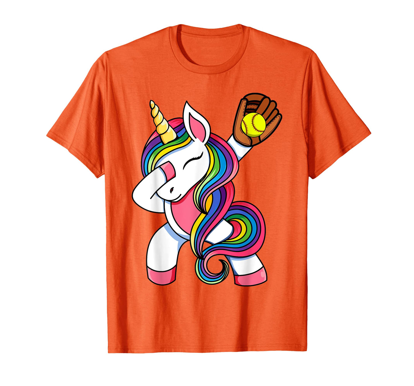 Girls Funny Dabbing Softball Unicorn Apparel, Youth Dab T-Shirt