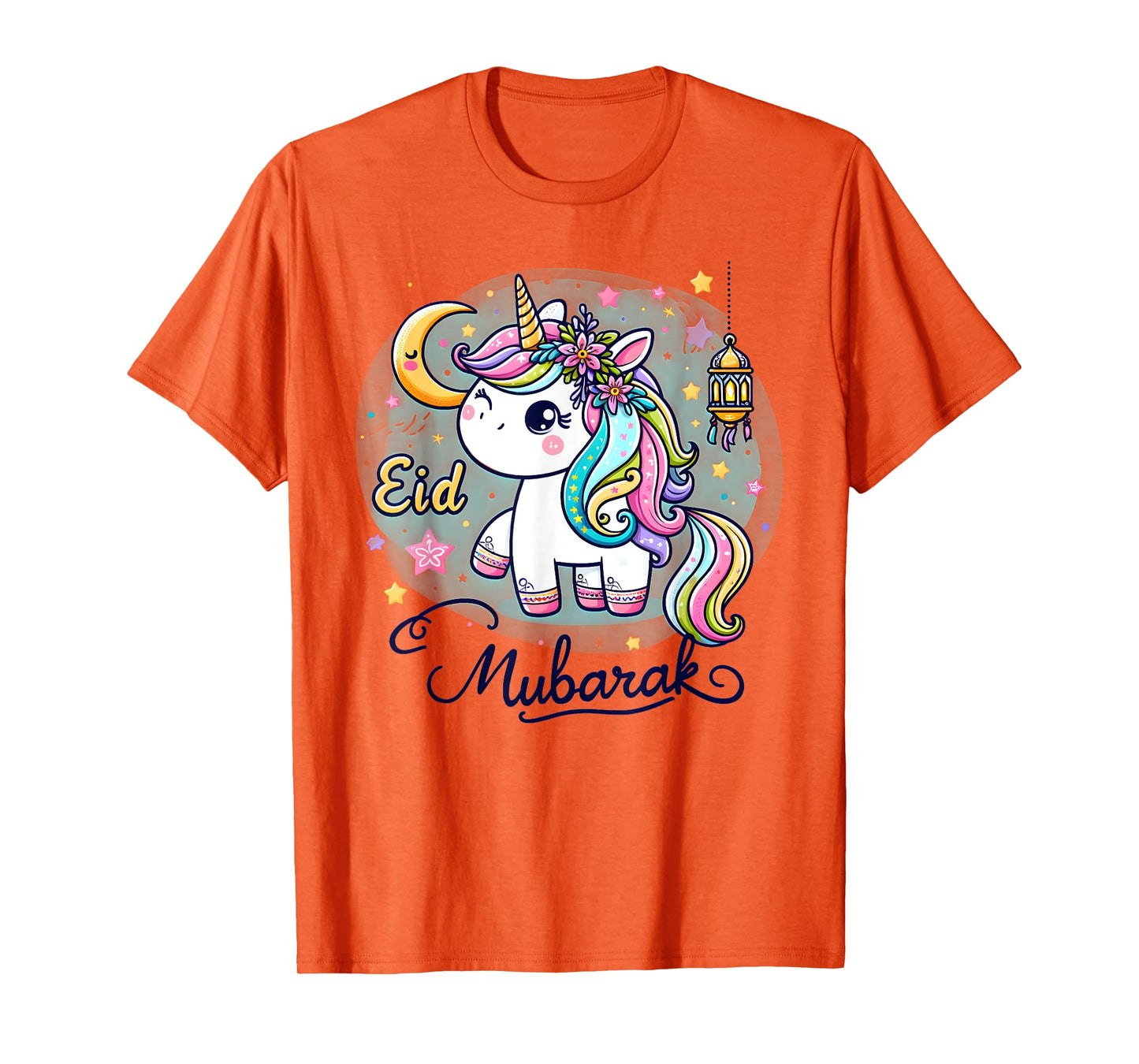 Eid Mubarak 2024 for kids and Mom Girls Eid Mubarak Unicorn T-Shirt