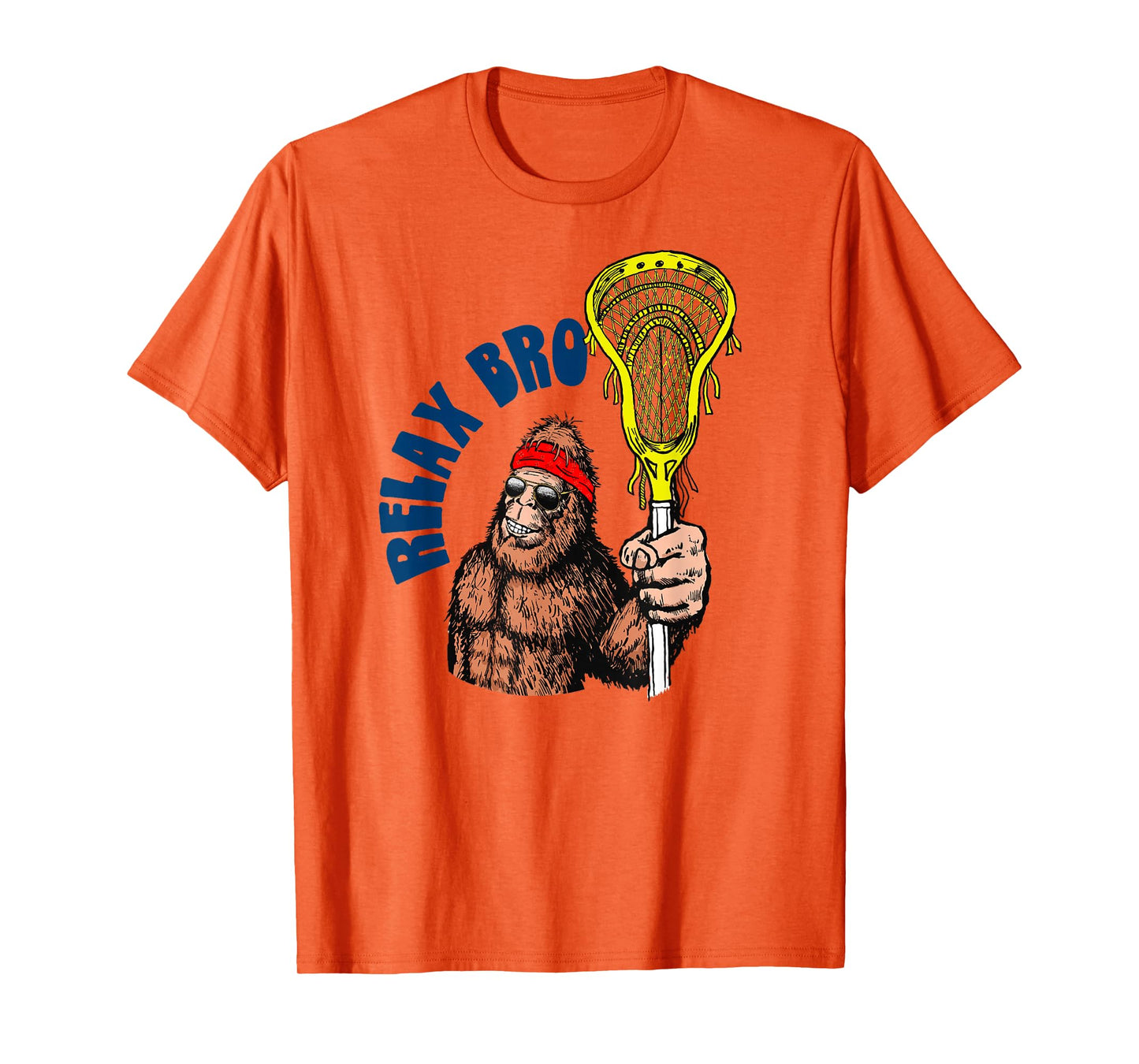 Relax Bro! Funny Sasquatch Lax Bigfoot Lacrosse Vintage 80s T-Shirt