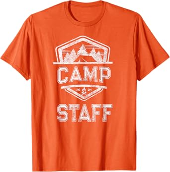 Vintage CAMP STAFF Campground Crew Camping Host Nurse.Orange T-Shirt