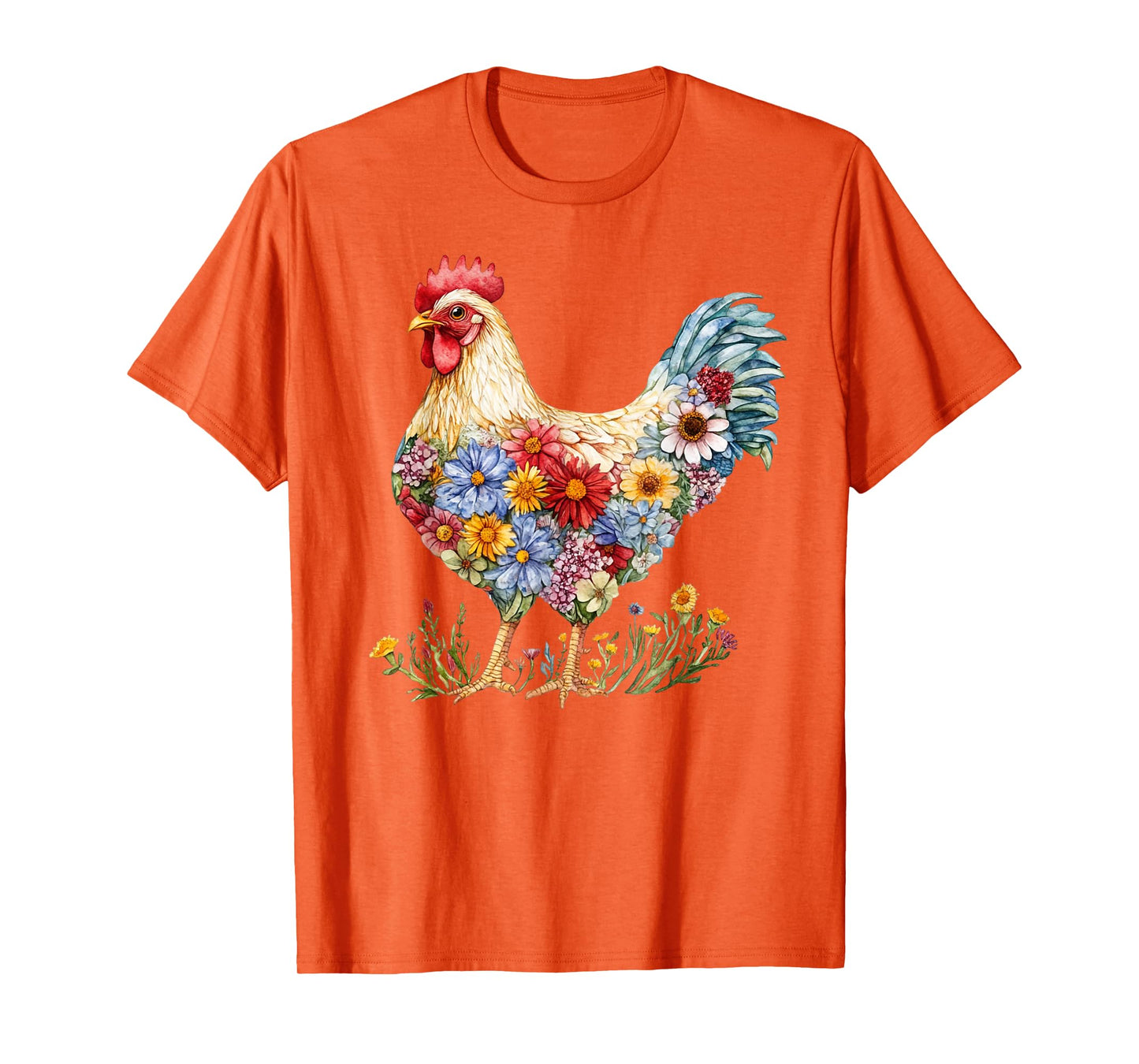 Floral Chicken Lover Wildflower Chicken Mom Gardening Top T-Shirt