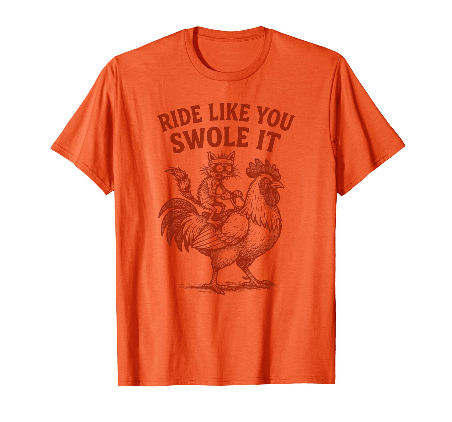 Ride Like You Swole It, Raccoon Rooster Adult Humor Women T-Shirt