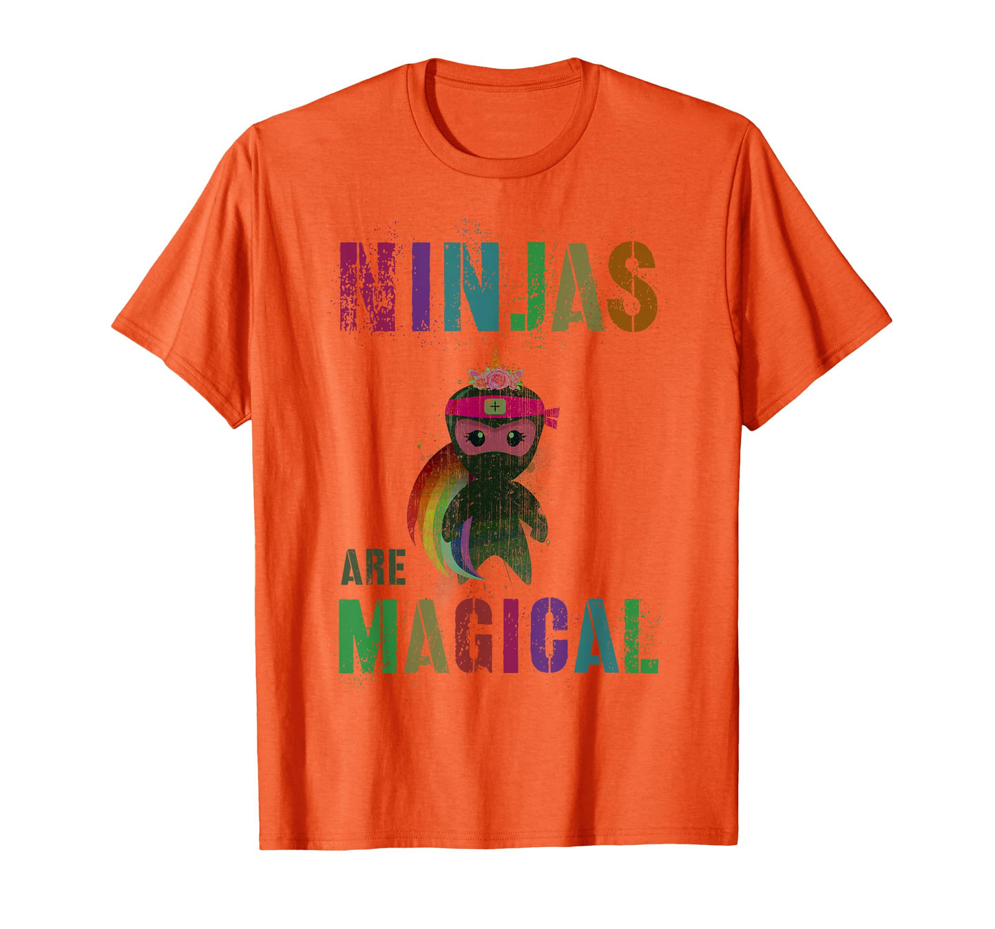 Kawaii NINJAS ARE MAGICAL Rainbow Unicorn Girls Kids My Pink T-Shirt