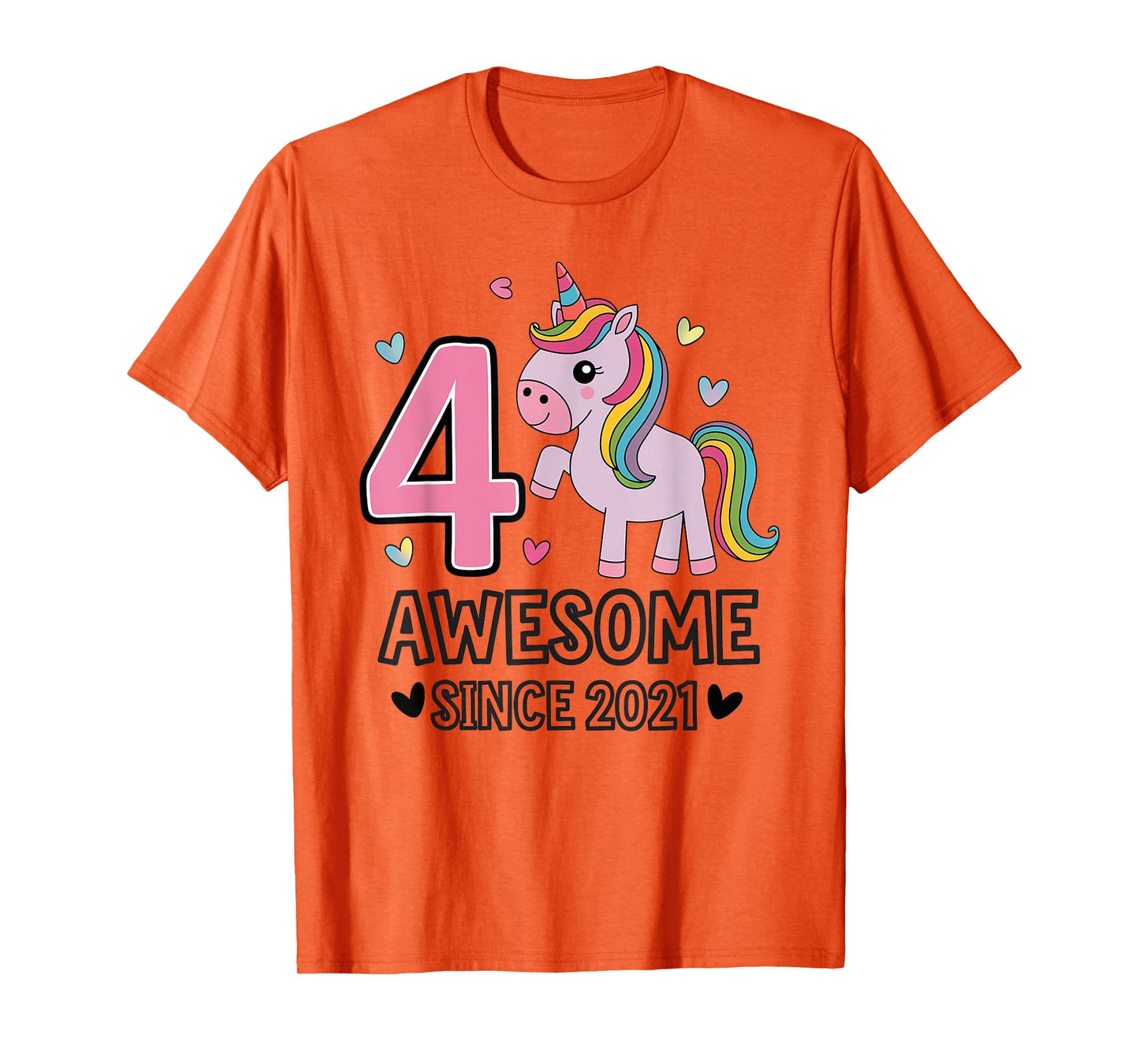 Unicorn 2025 Birthday Gifts for Girls DRNV 4 Year Old Awesome Since 2021 Unicorn T-Shirt Grey Small Classic Fit Short Sleeve T-Shirt