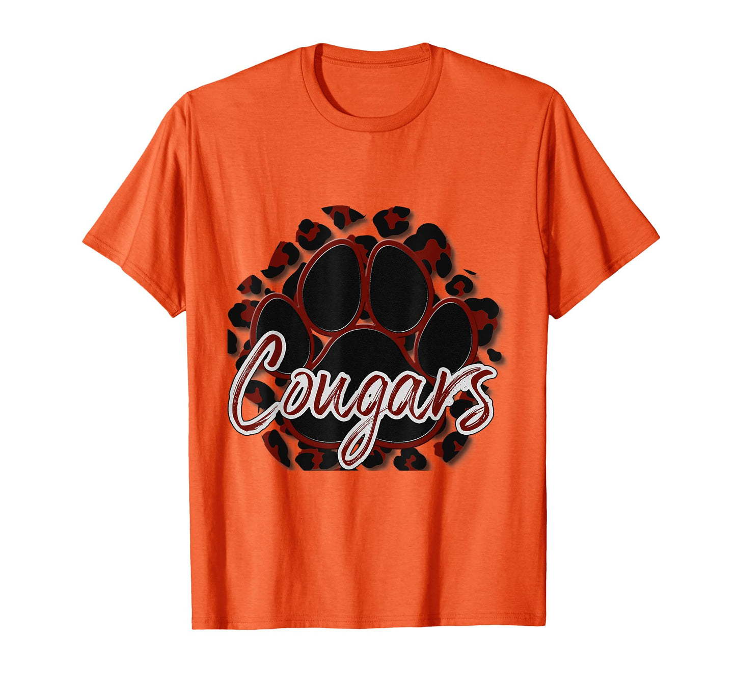 Cougar Maroon Black Cheetah School Sports Fan Team Spirit T-Shirt