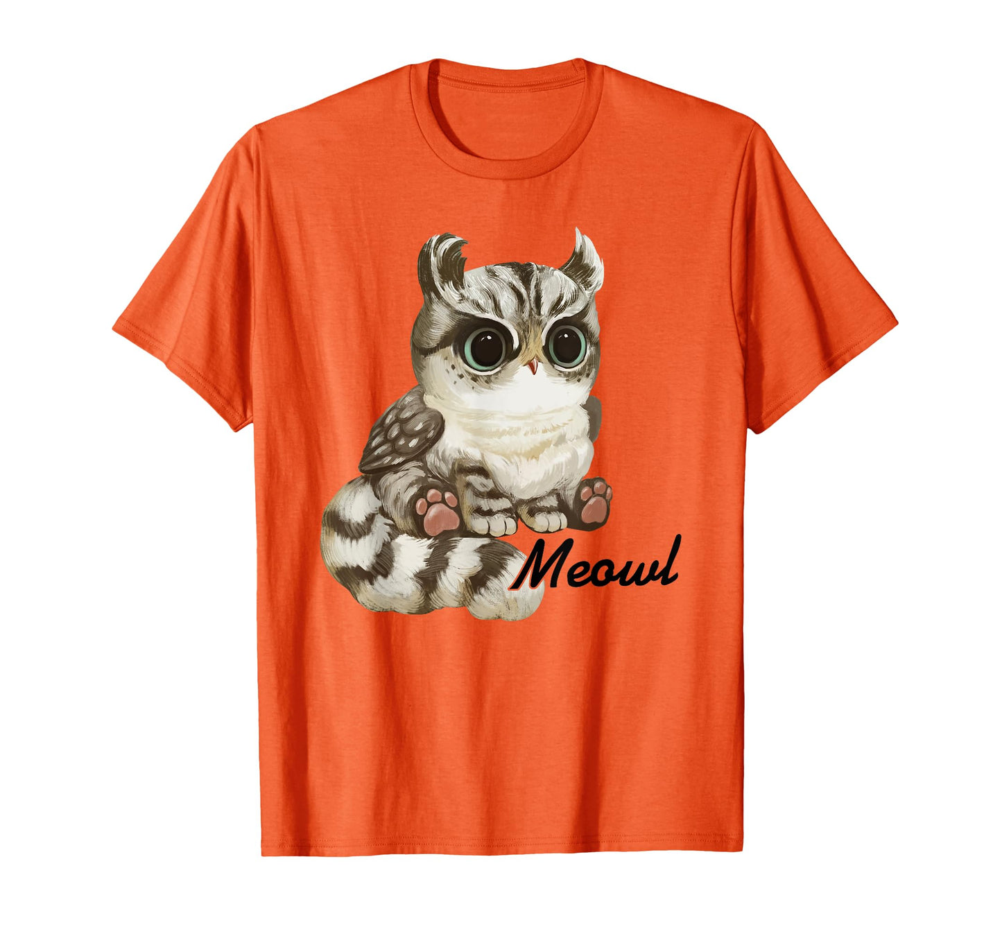 Meowl Cat Owl Animals Yellow Eyes Cute Funny Men Women T-Shirt