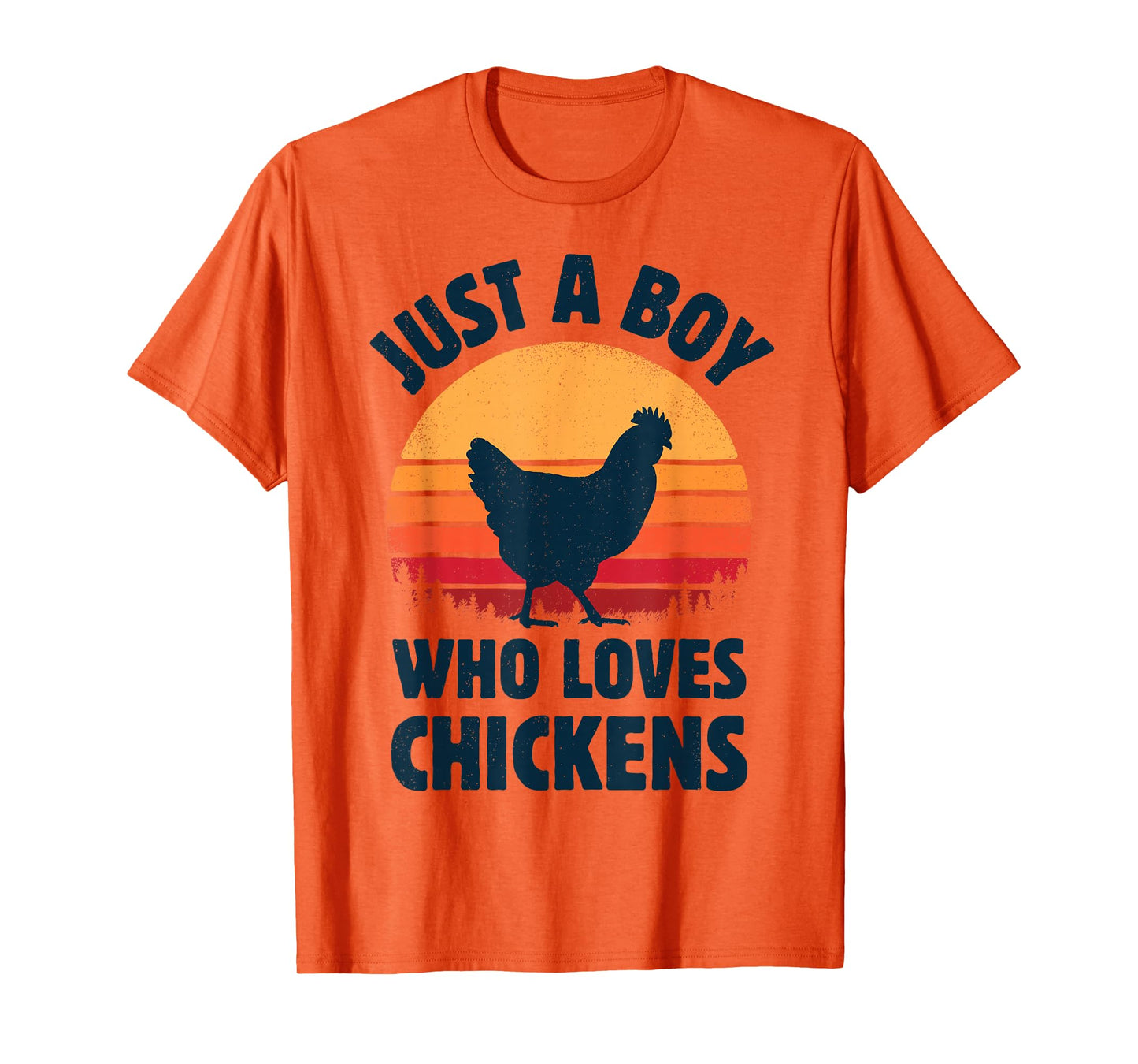 Chicken Just A Boy Who Loves Retro Farm Animal Farmer Sunset T-Shirt