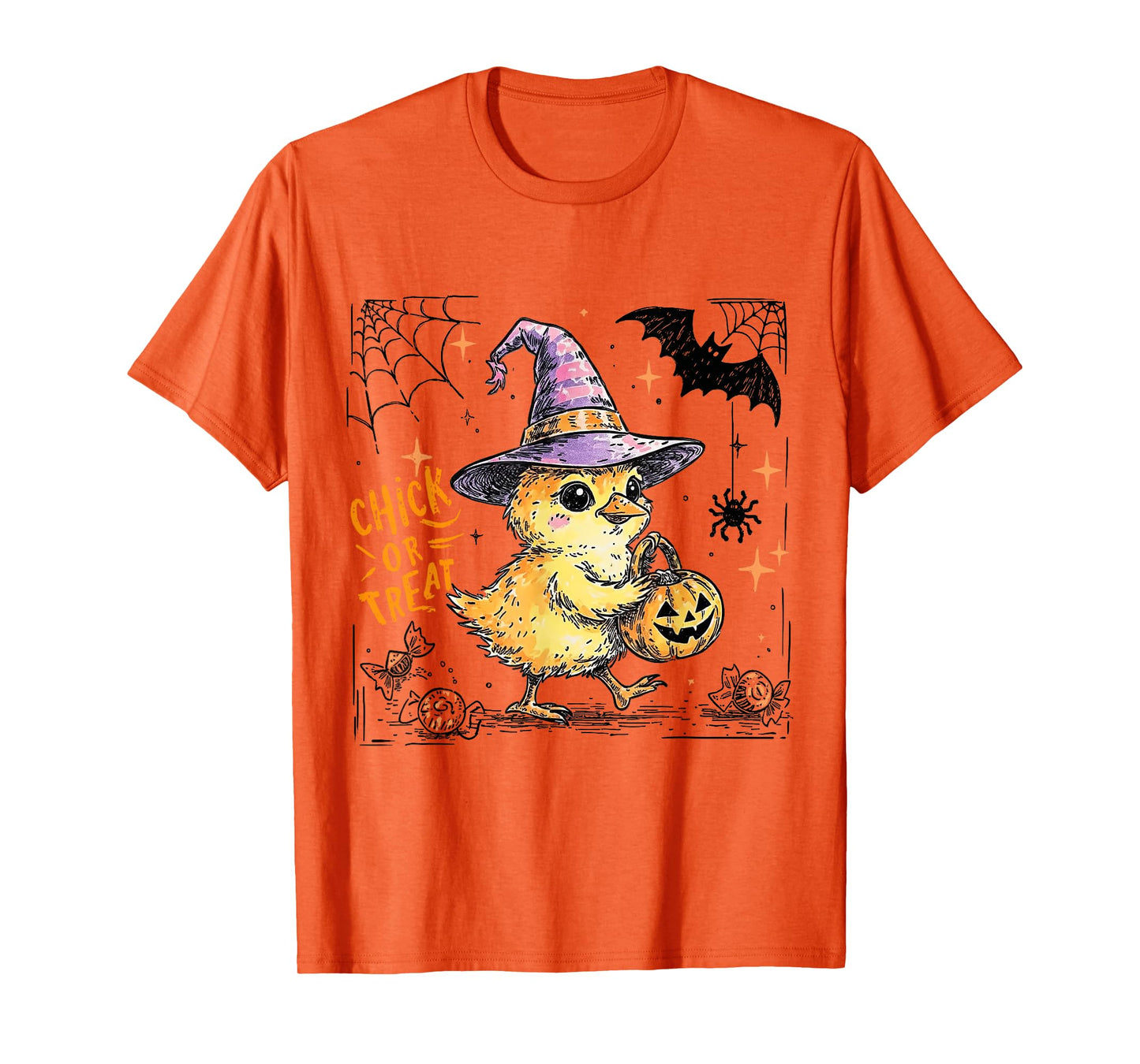 Chick or Treat Halloween Chicken Lady Spooky Season Fall T-Shirt