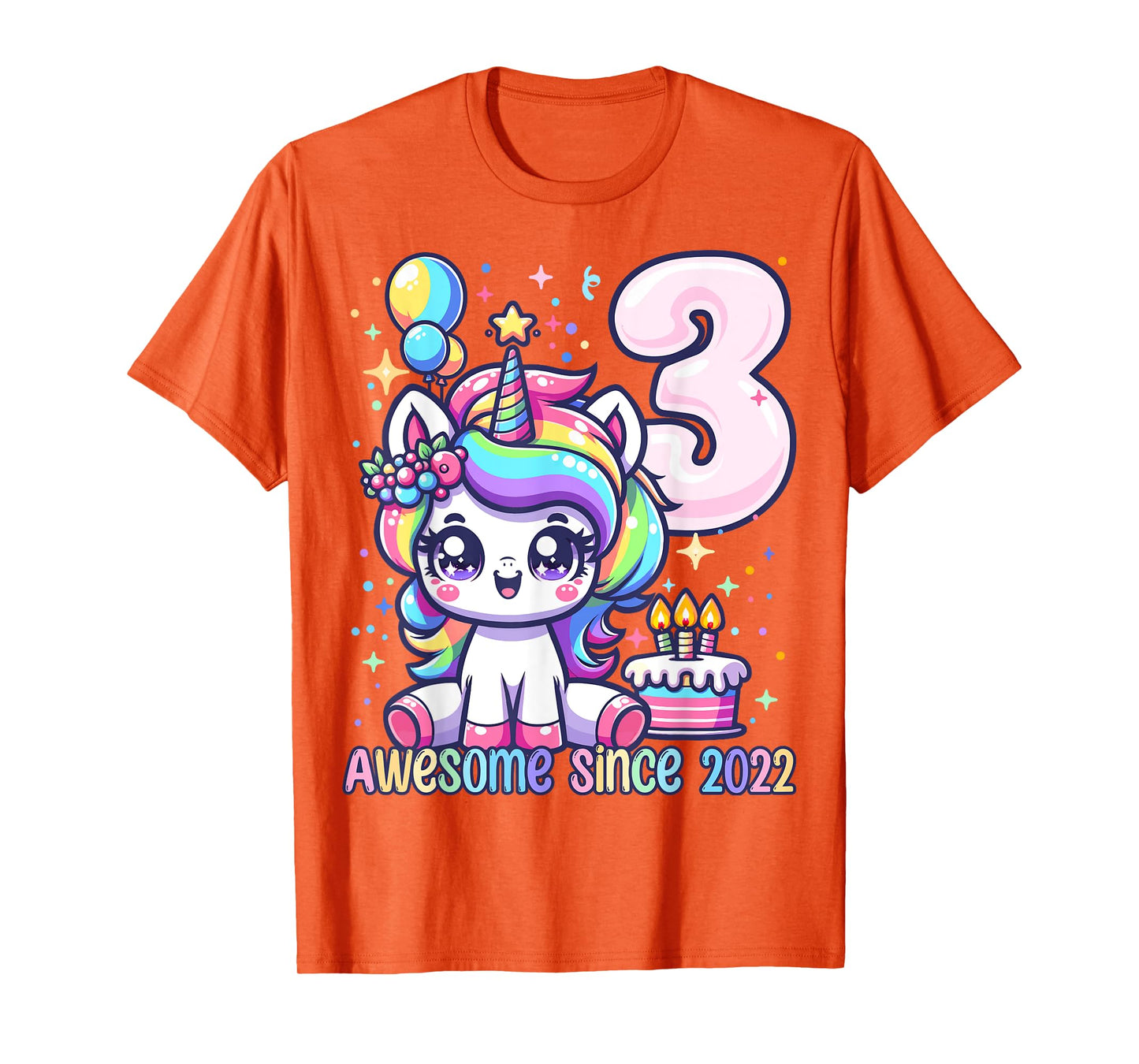 Unicorn 3rd Birthday 3 Year Old Unicorn Party Girls Outfit T-Shirt