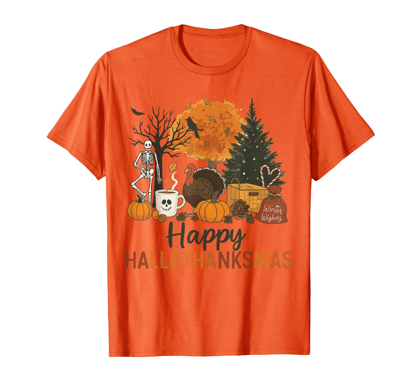 Halloween Thanksgiving Christmas Turkey Happy HalloThanksMas T-Shirt