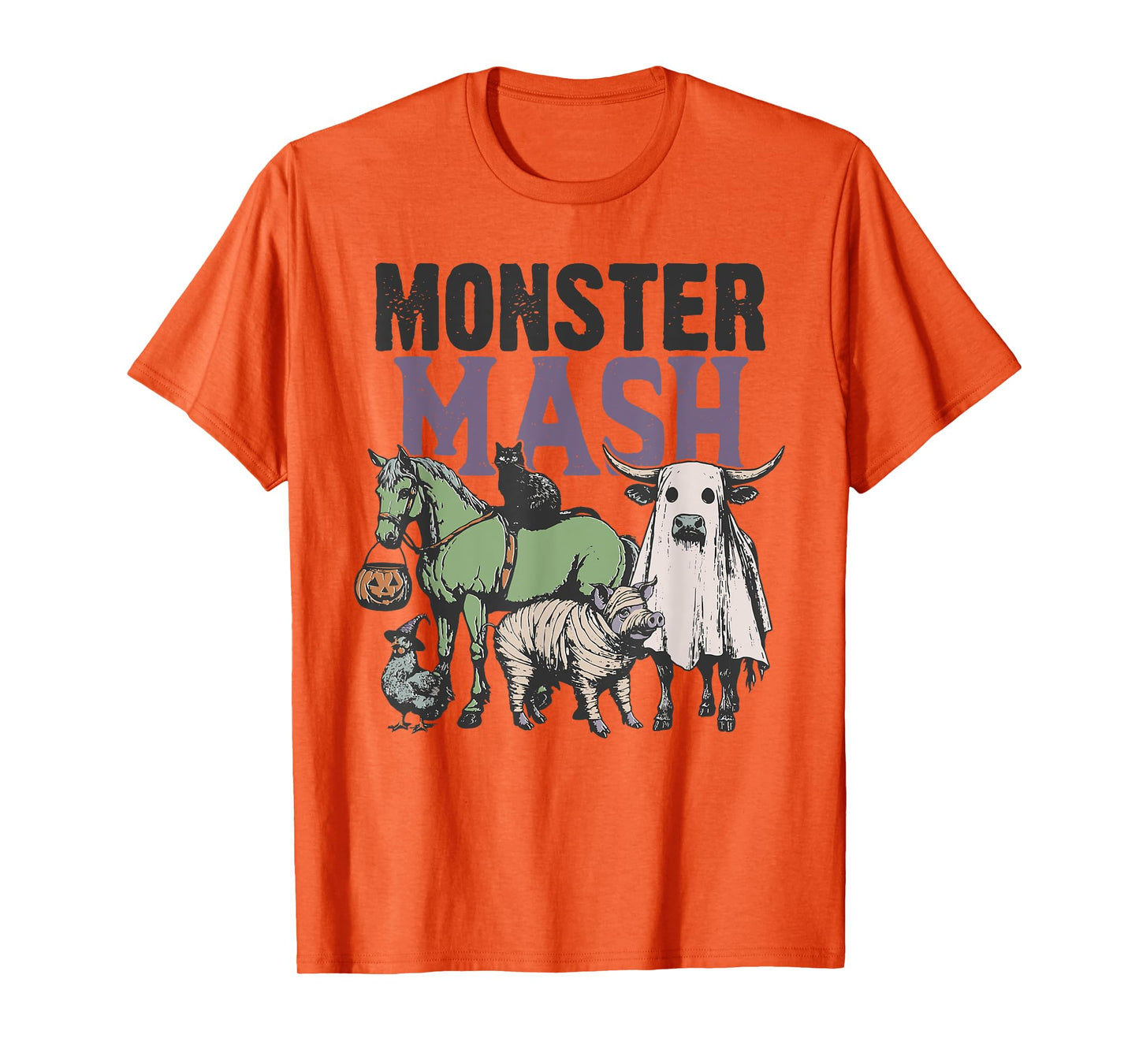 Monster Mash Country Halloween Farm Animal Horse Ghost Cow T-Shirt
