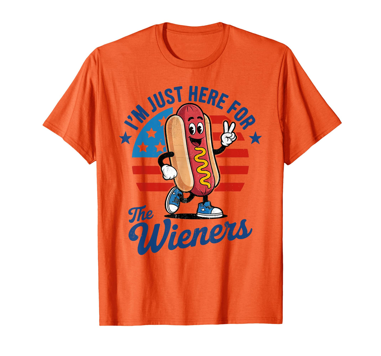 I Am Just Here For The Wieners Funny Hot Dog 4th Of July Men Women Kids T-Shirt