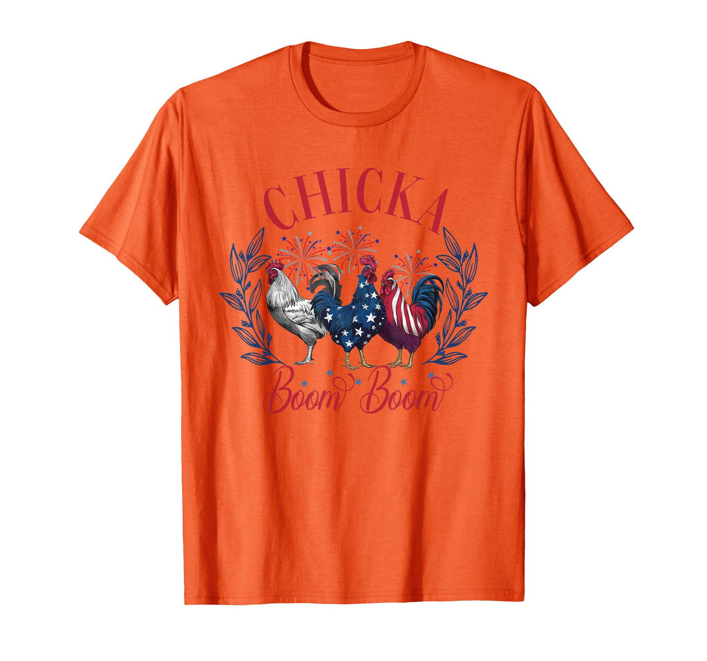 Chicka Boom Boom Cute Chicken Retro 4th of July America T-Shirt for Women Men
