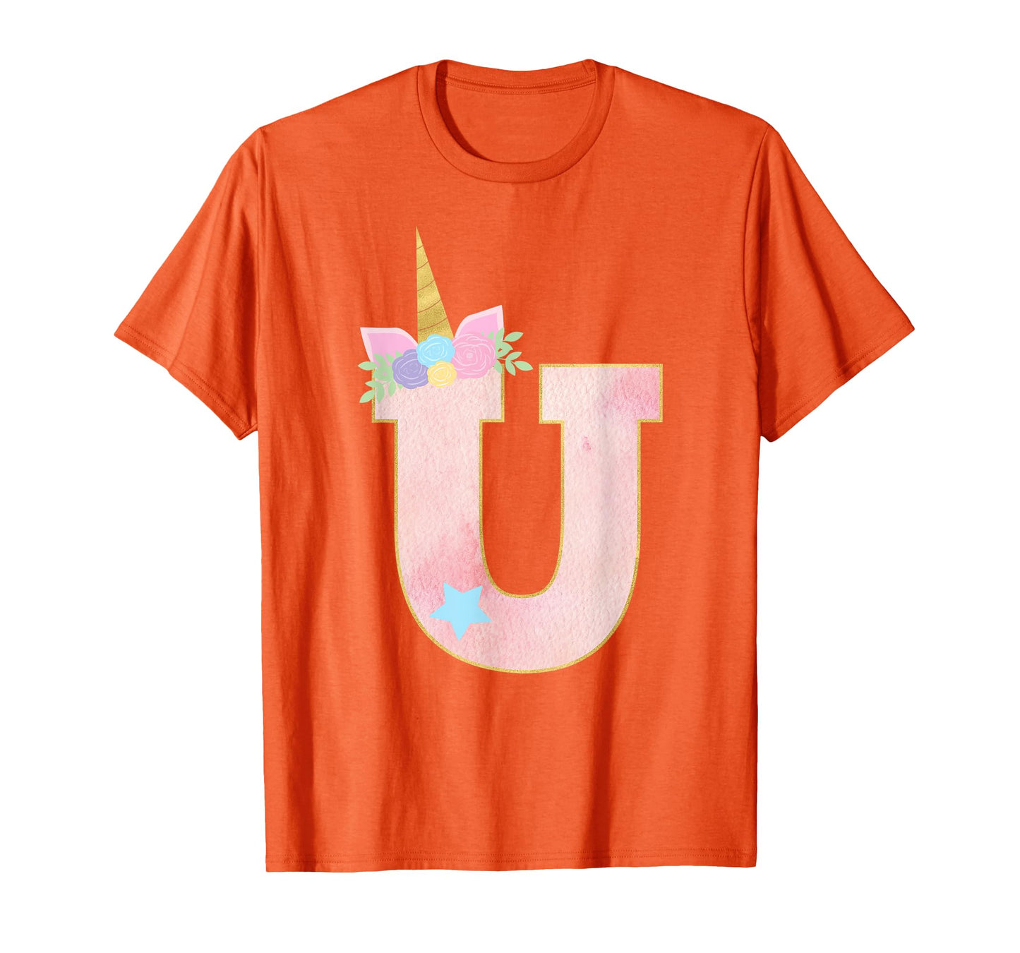 Initial Letter U Unicorn Monogram for Girls Unicorn Birthday T-Shirt