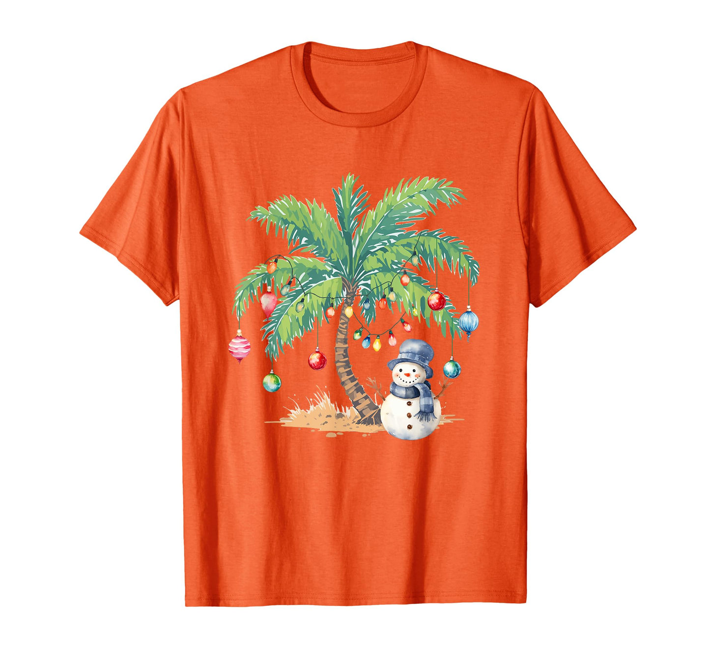 Vintage Palm Tree Snowman Tropical Christmas Deck The Palms T-Shirt