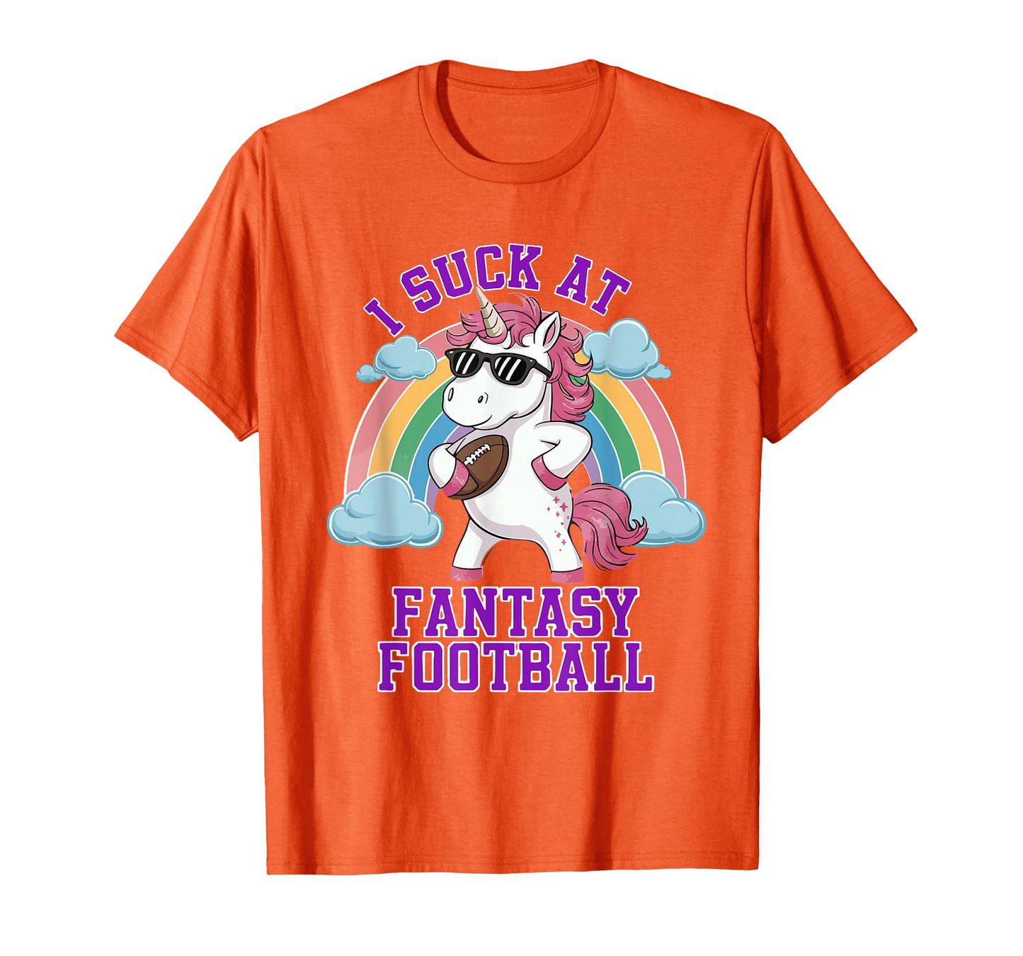 I Suck At Fantasy Football Funny Unicorn Rainbow Pink Loser T-Shirt