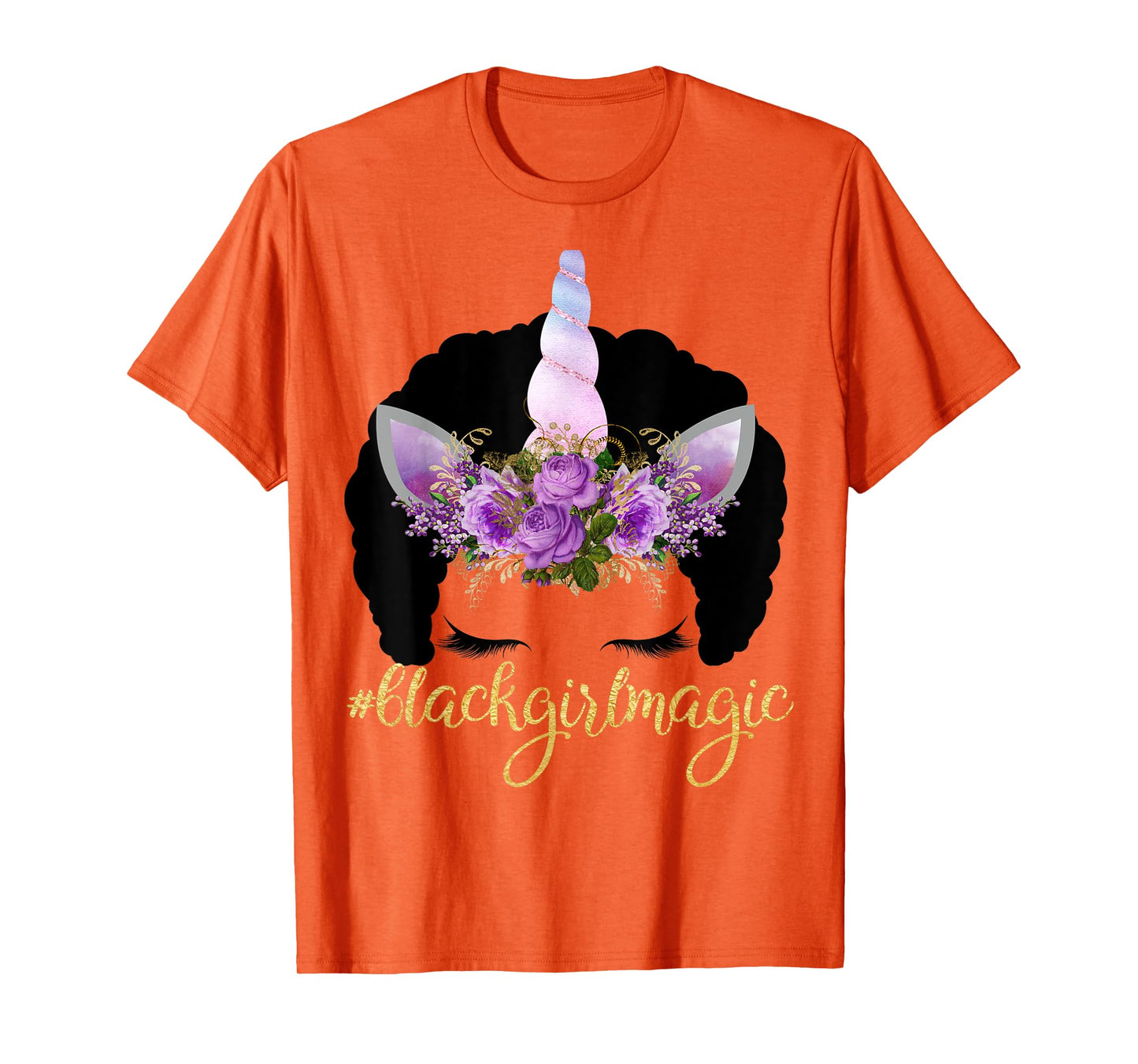 Purple Unicorn Afro Kids Gift Black Girl Magic Birthday Gift T-Shirt