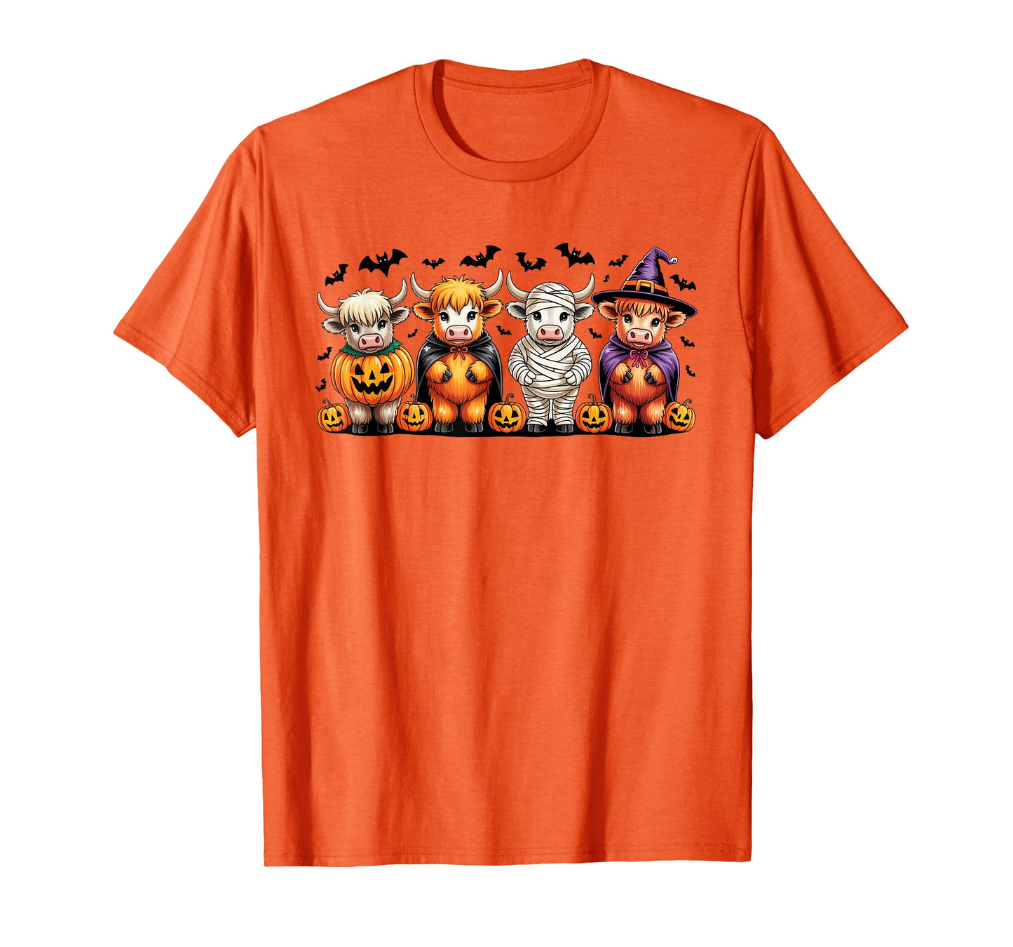 Halloween Highland Cow Witchy Cow Spooky Pumpkin Hello Fall T-Shirt