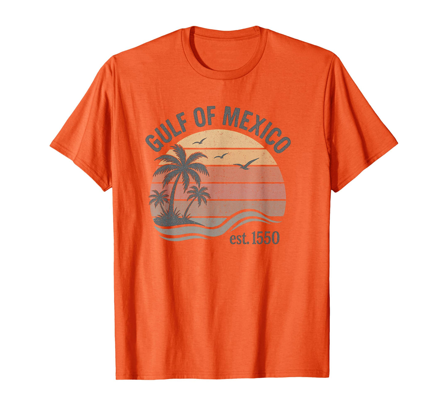Gulf of Mexico Est. 1550 Pastel Retro Beach Sunset T-Shirt