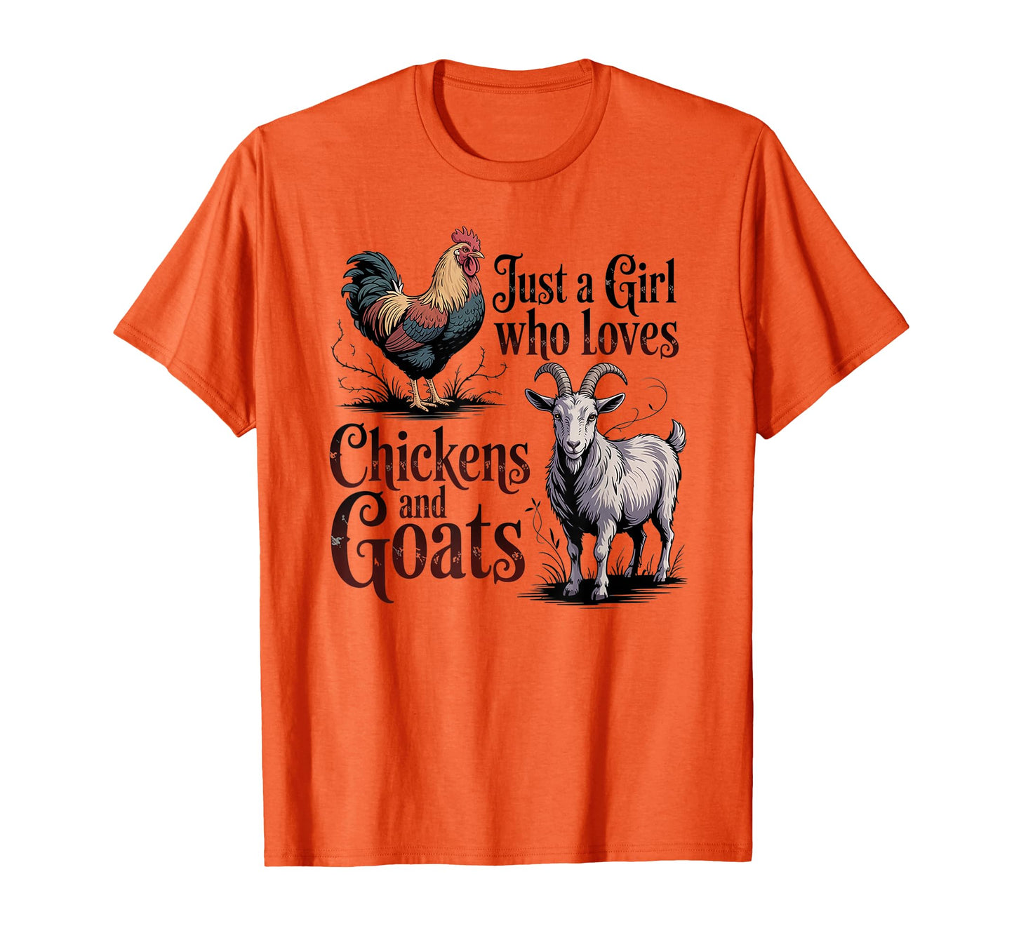 Just A Girl Who Loves Chickens and Goats Poultry Farming T-Shirt