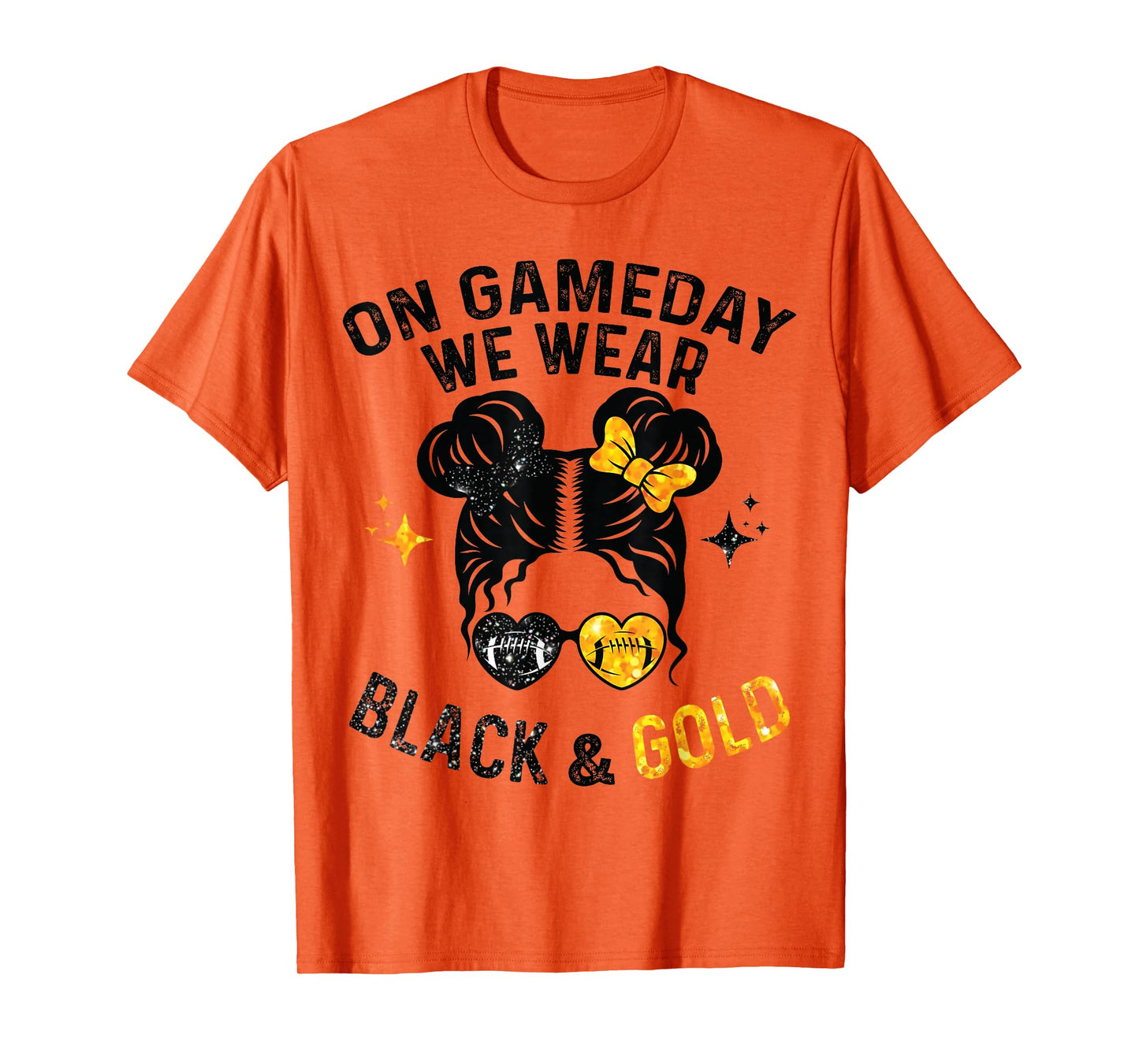 On Gameday We Wear Black and Gold Messy Football T-Shirt