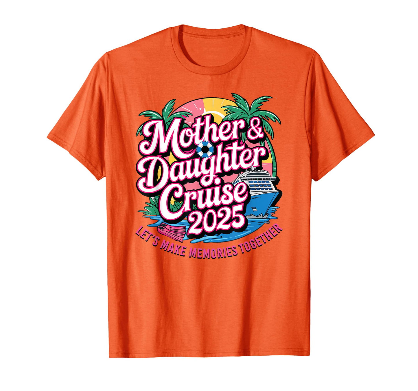 Cruise Squad Friend Family Matching Group Reunion Mother Daughter 1st Cruise 2025 Girls Trip Unisex-Child Blue Small Tropical Crew Neck Short Sleeve T-Shirt