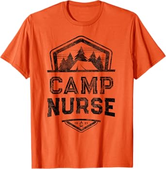 Vintage CAMP NURSE Medical Staff Campground Crew Orange T-Shirt