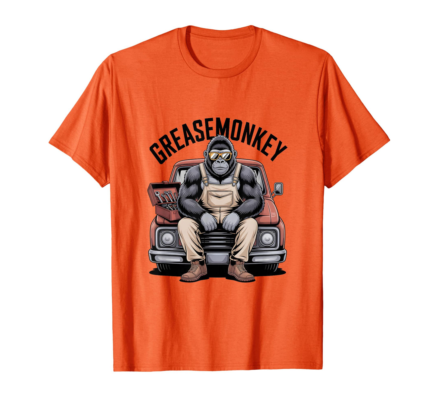 Greasemonkey Gorilla Retro Mechanic Garage Monkey Graphic T-Shirt