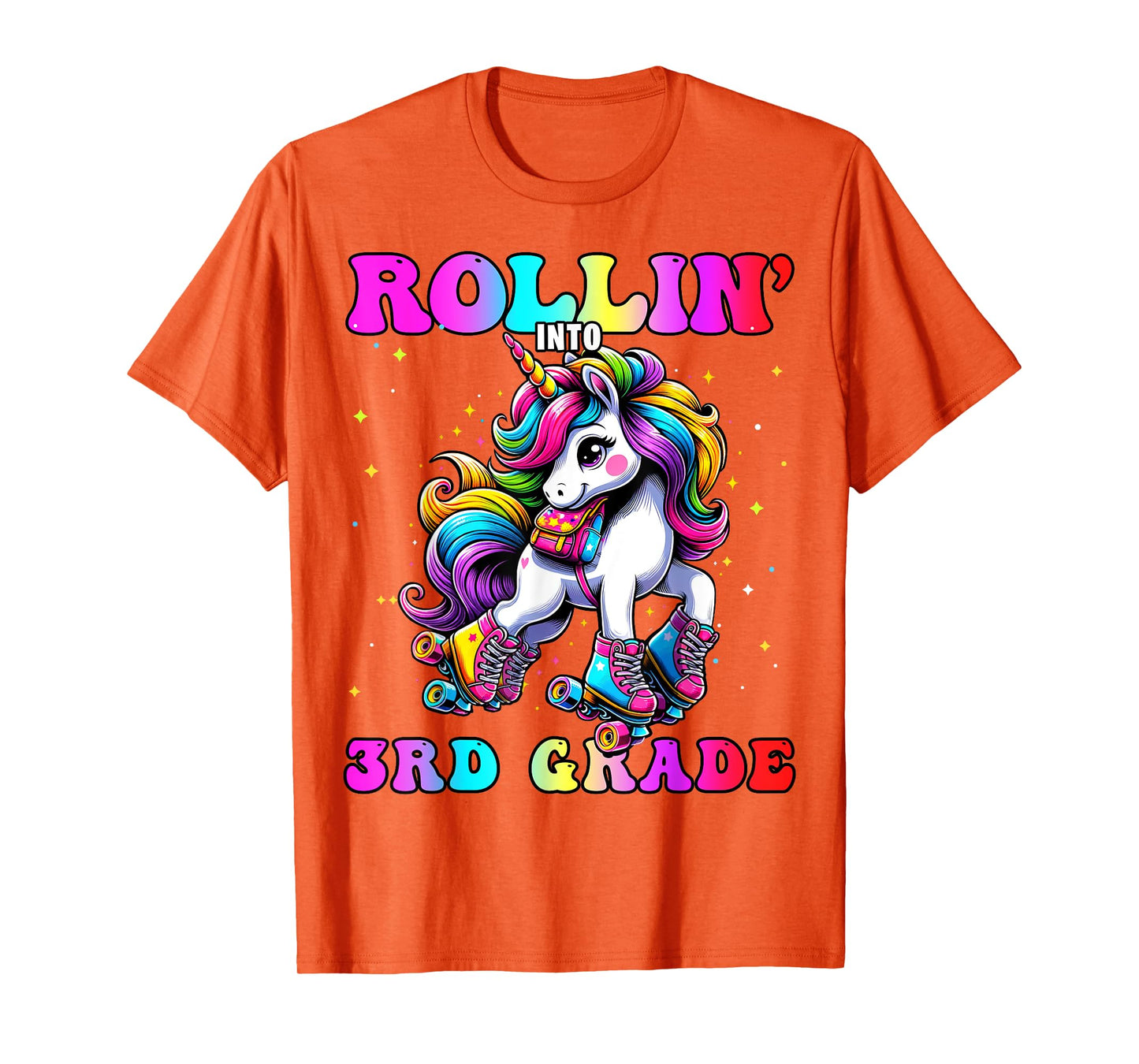 3rd Grade Back To School First Day Girl Rollin Unicorn T-Shirt