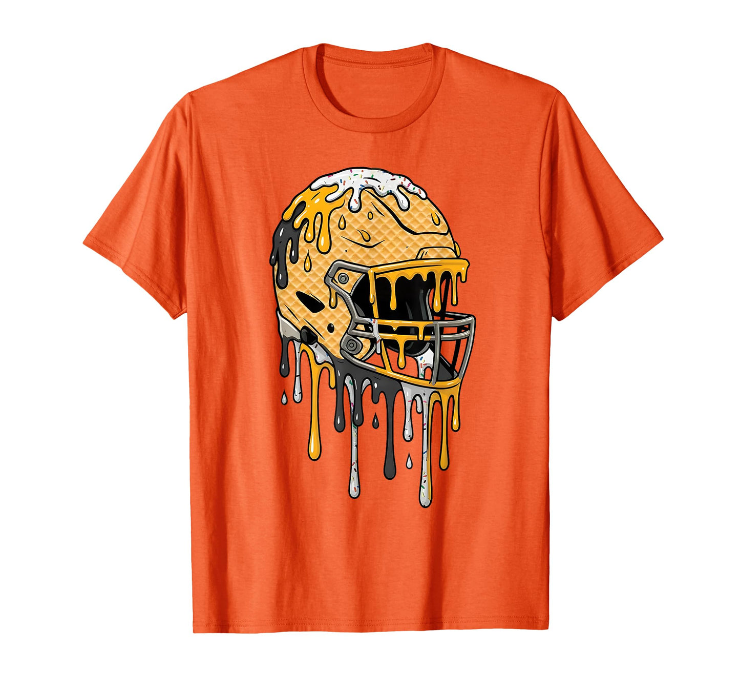 Football Helmet Black and Gold Ice Cream Drip Boys Kids T-Shirt