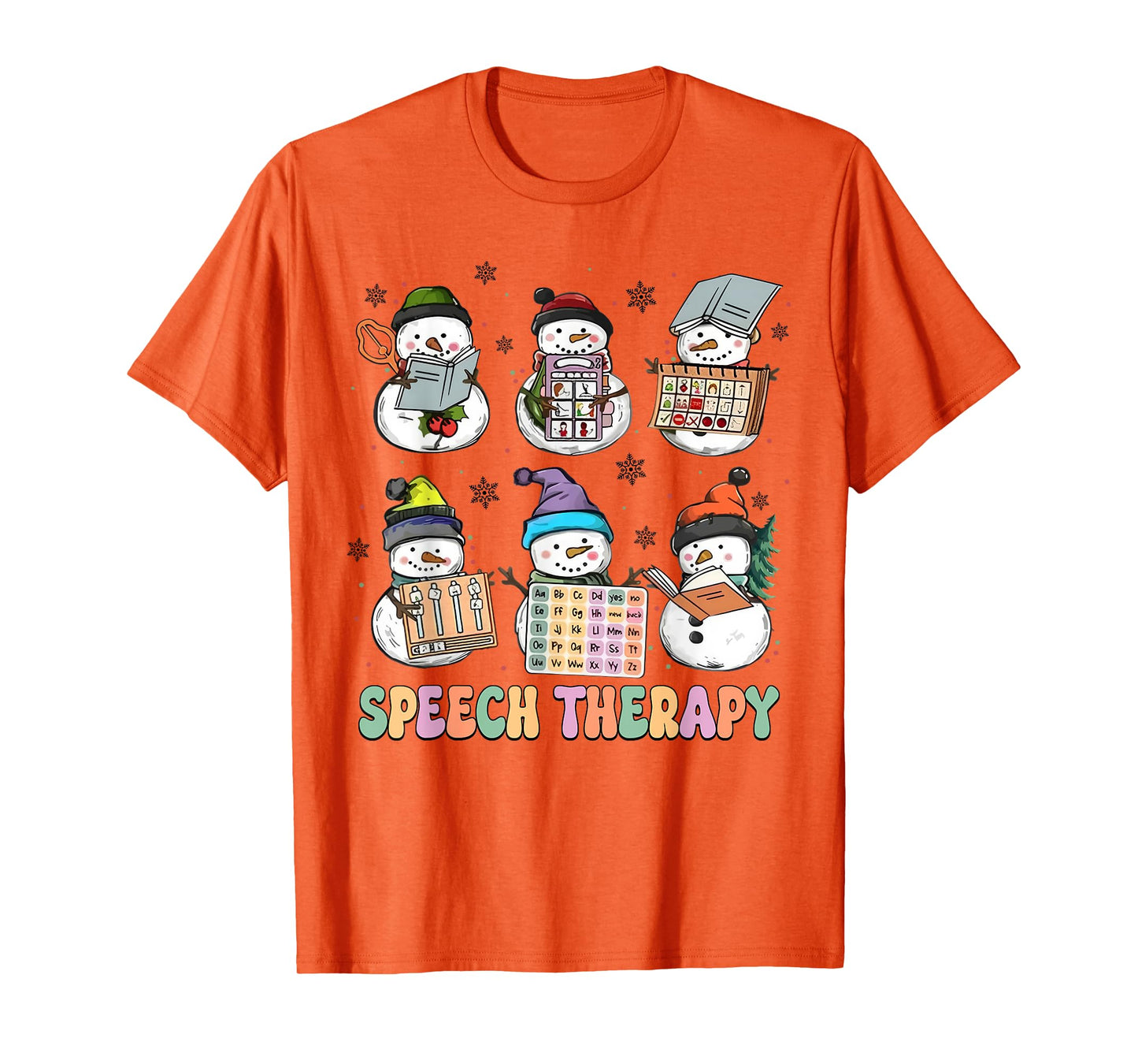 Cute Speech Therapy Christmas Snowman SLP Speech Pathologist T-Shirt
