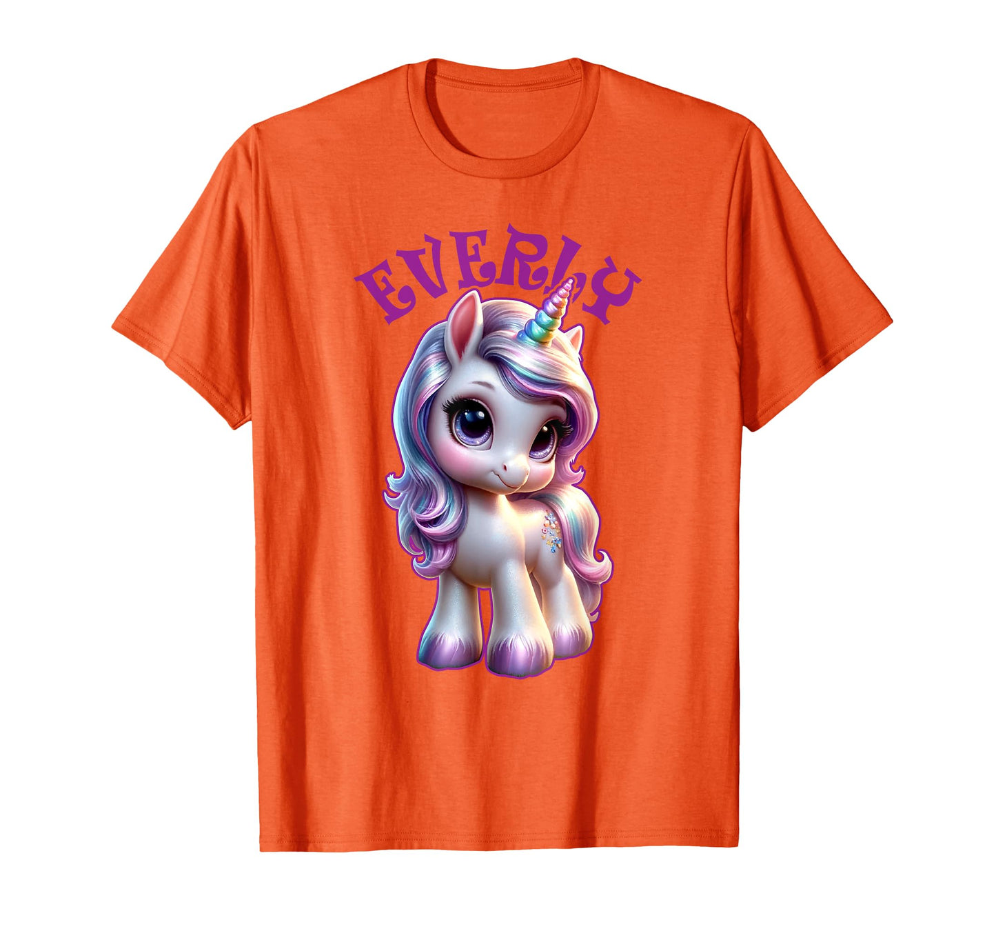 Everly Cute Unicorn Design for Girls Name Everly T-Shirt