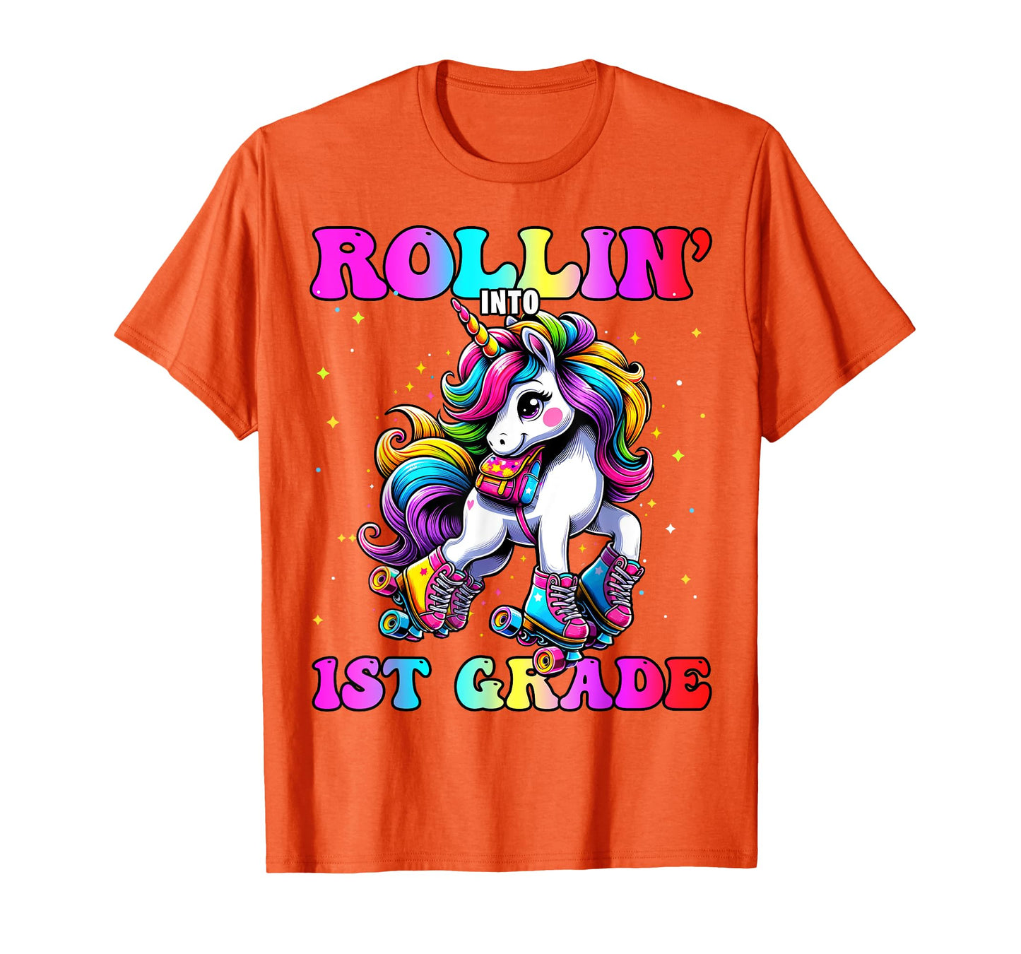 1st Grade Back To School First Day Girls Rollin Unicorn T-Shirt