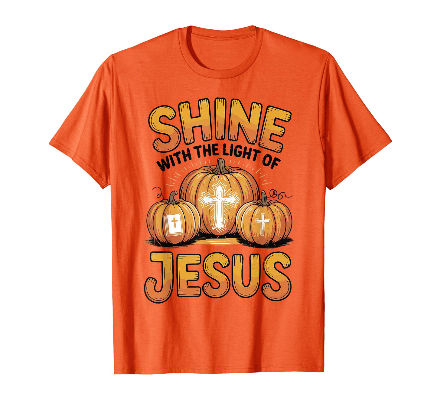 Kids Shine with The Light of Jesus Funny Christian Halloween T-Shirt
