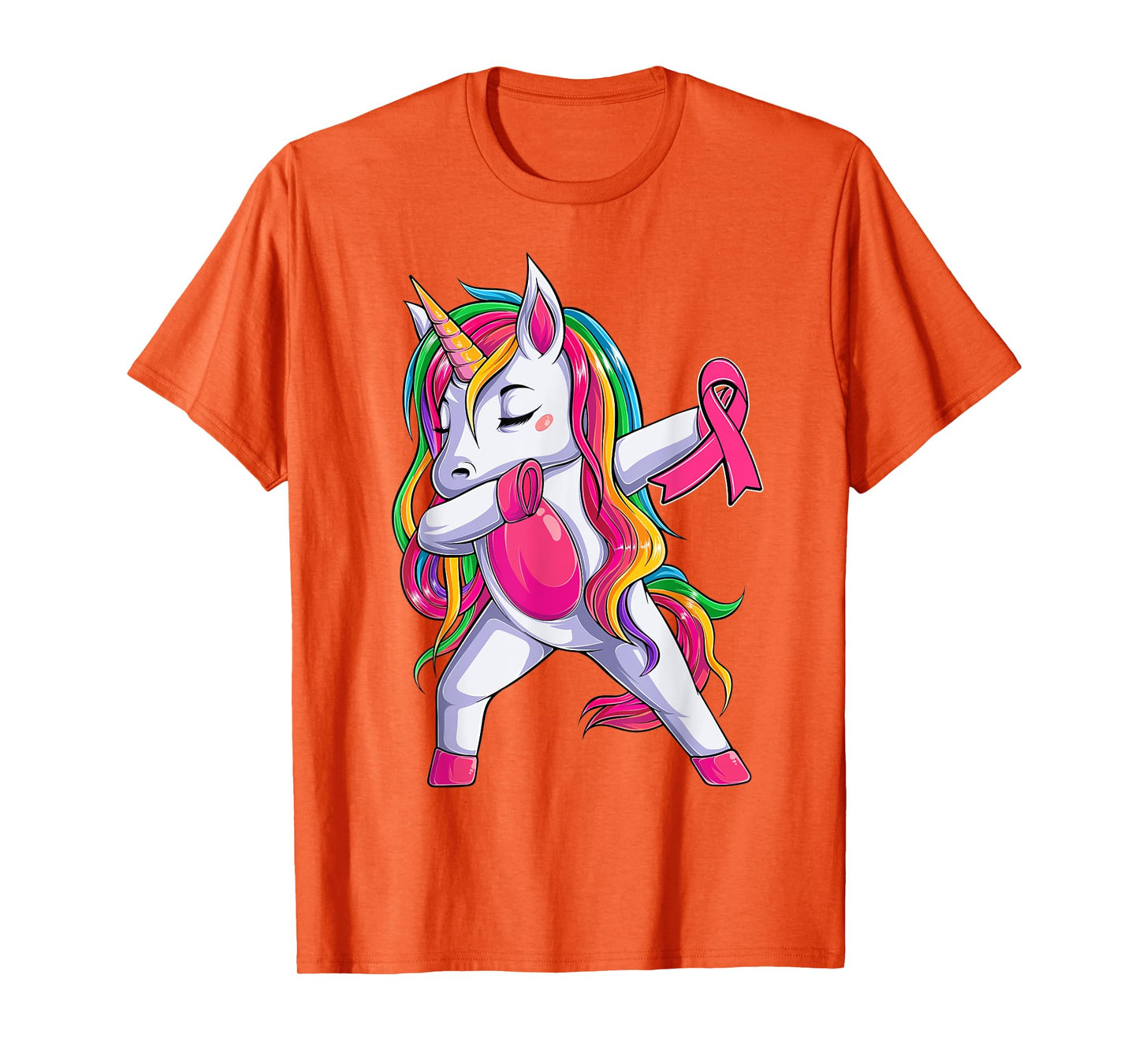 Dabbing Unicorn Pink Ribbon Breast Cancer Awareness Support T-Shirt
