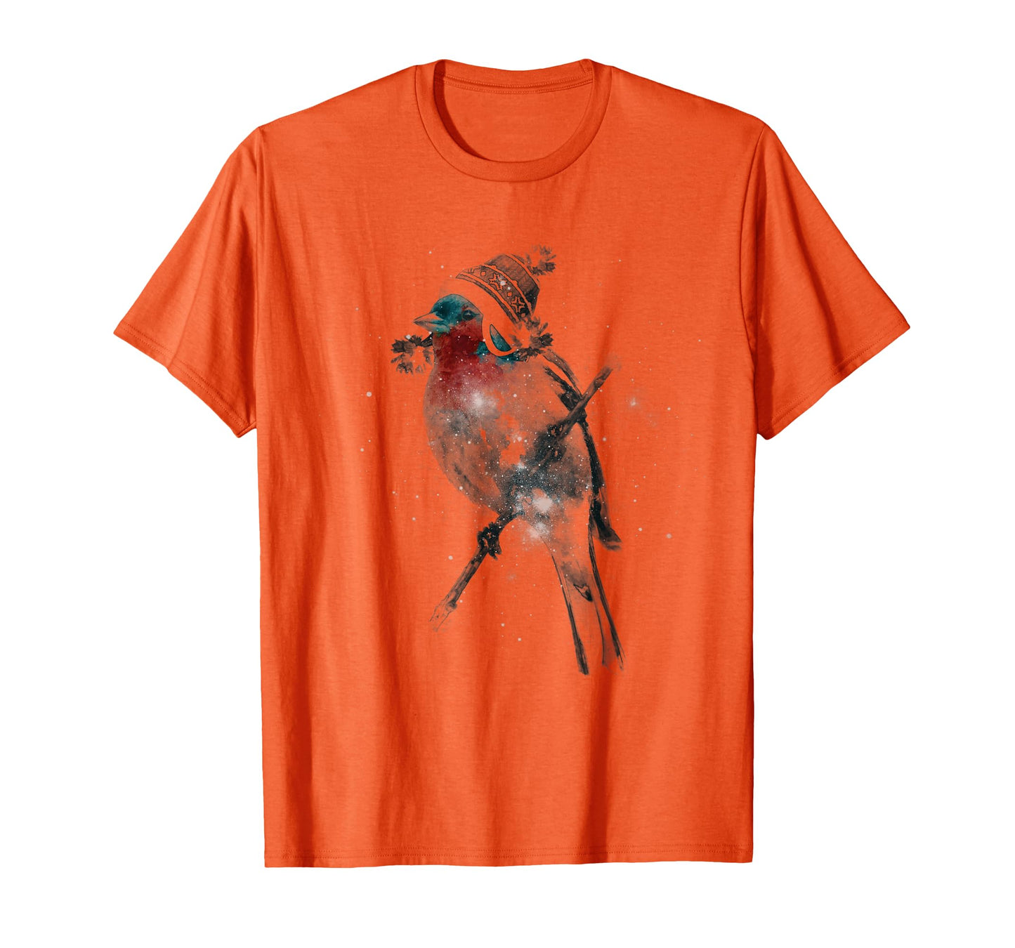 Cute Lovely Sparrow Bird Wearing Beanie Winter Hat T-Shirt