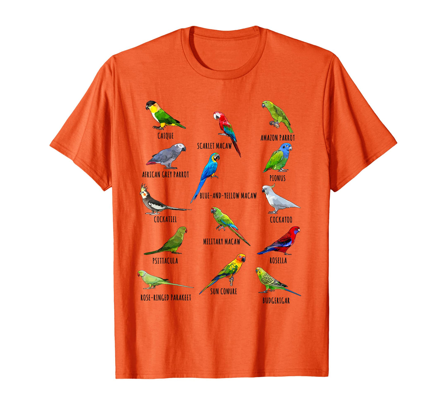 Different Parrot Species Biology Types Bird Identification T-Shirt