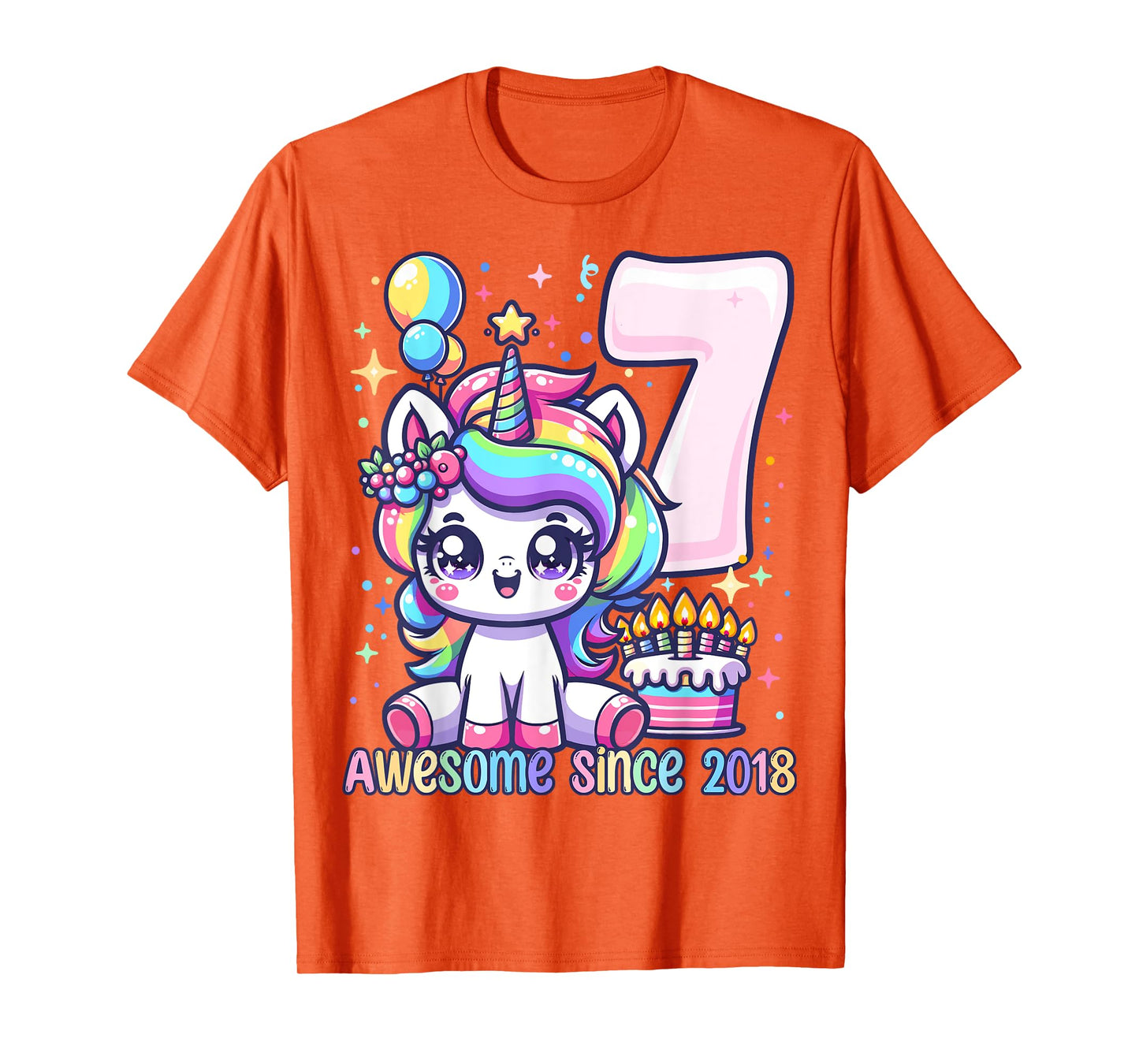 Unicorn 7th Birthday 7 Year Old Unicorn Party Girls Outfit T-Shirt