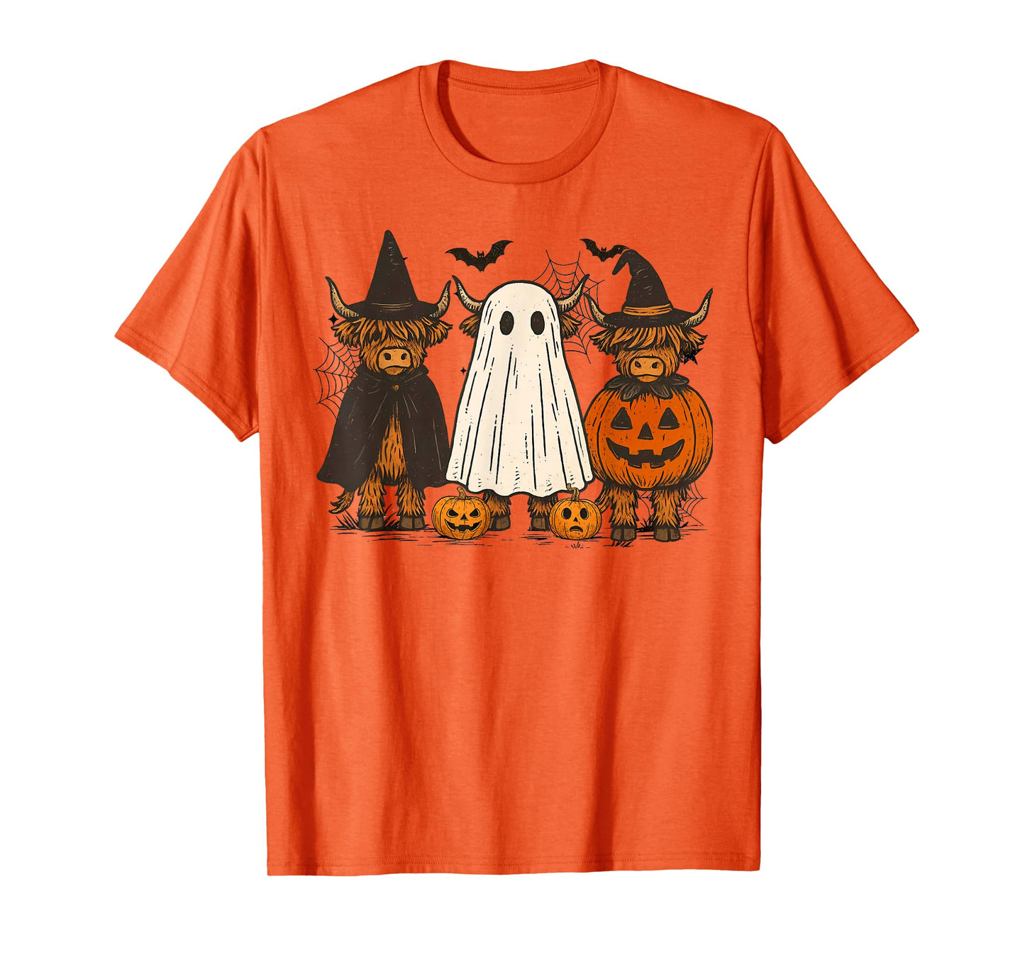 Halloween Highland Cow Witchy Cow Spooky Pumpkin Hello Fall T-Shirt