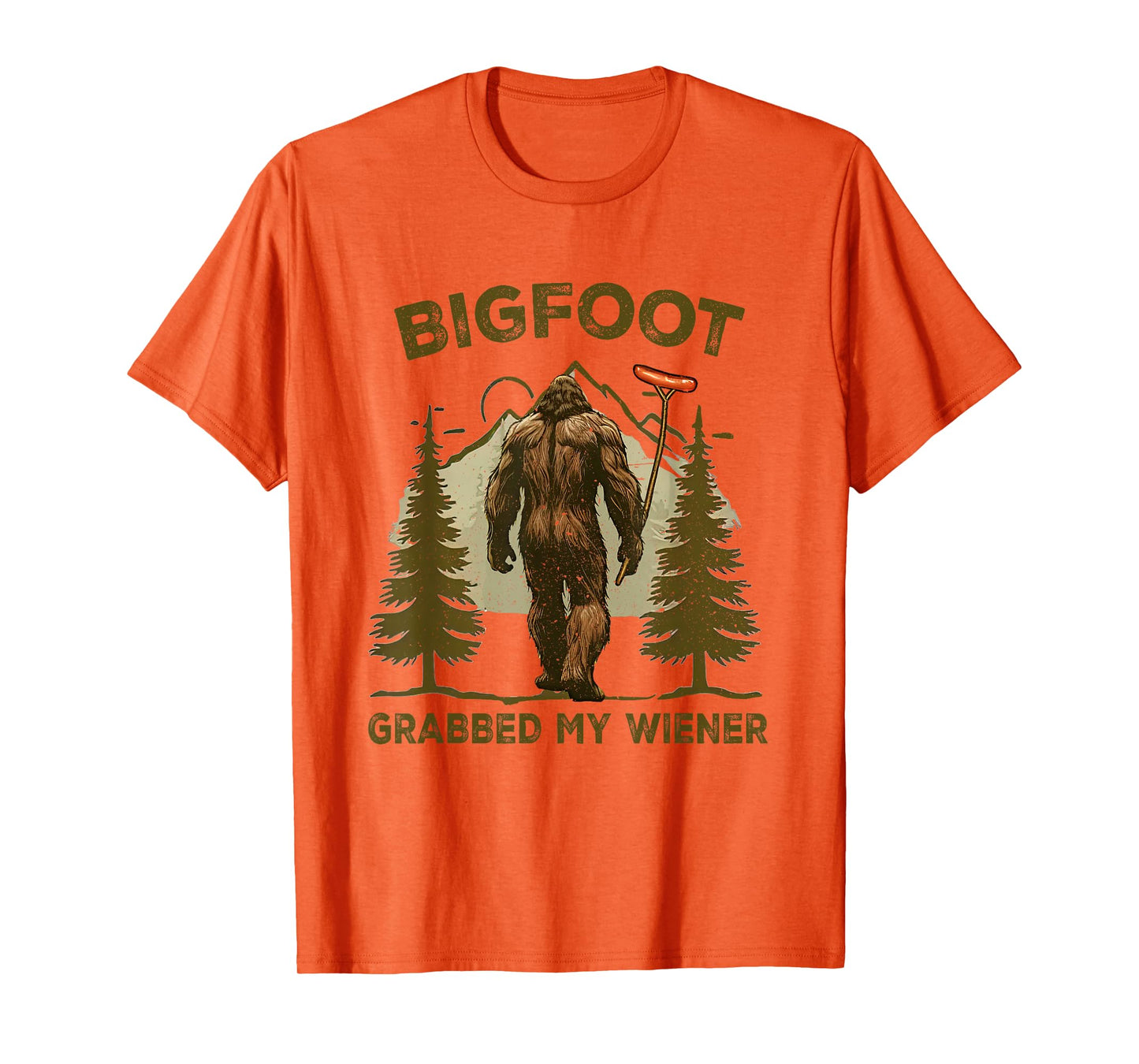 Funny retro bigfoot, Bigfoot Grabbed My Wiener design T-Shirt