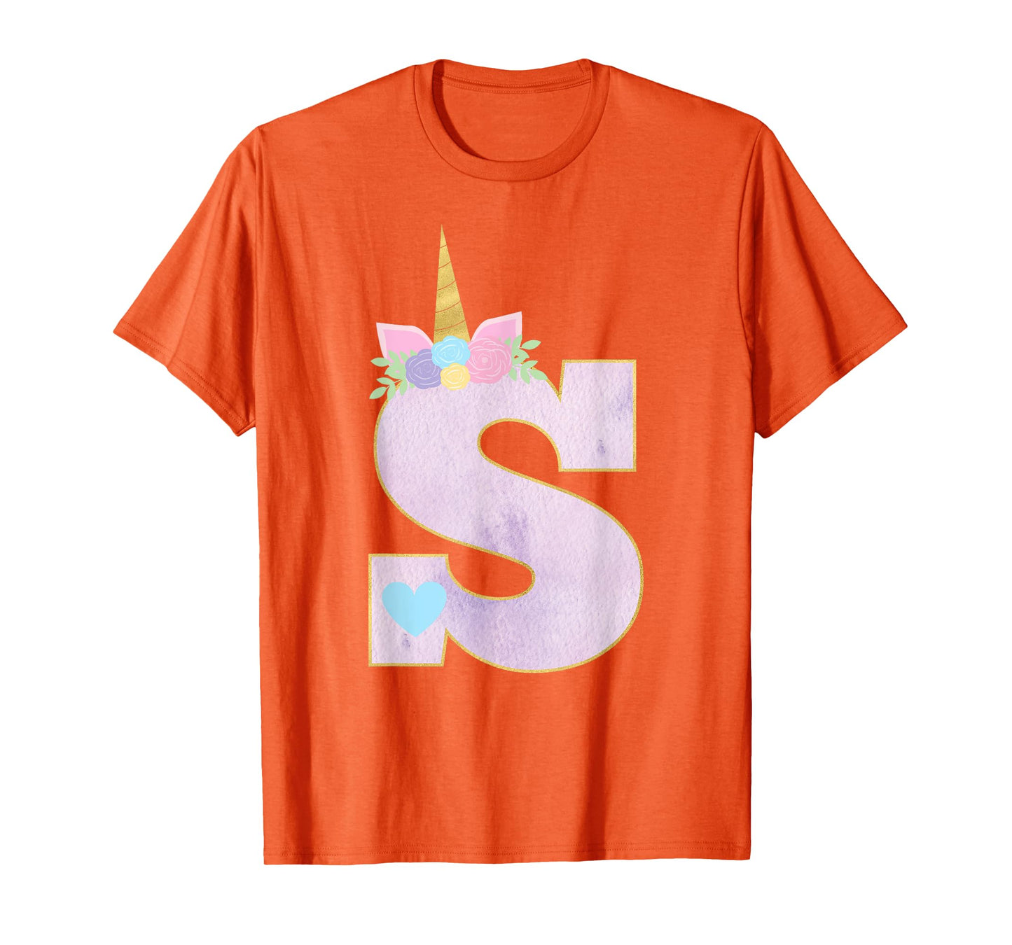 Girls Unicorn with Letter S Initial Monogram for Birthday T-Shirt