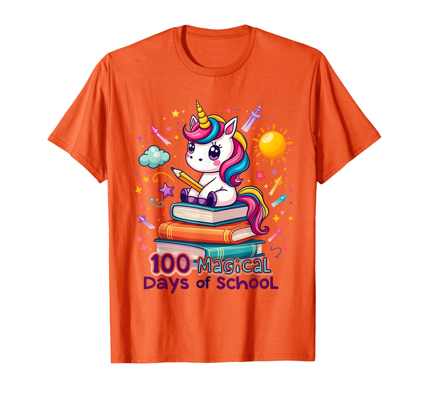 100 Magical Days of School Funny Unicorn Student Teacher T-Shirt